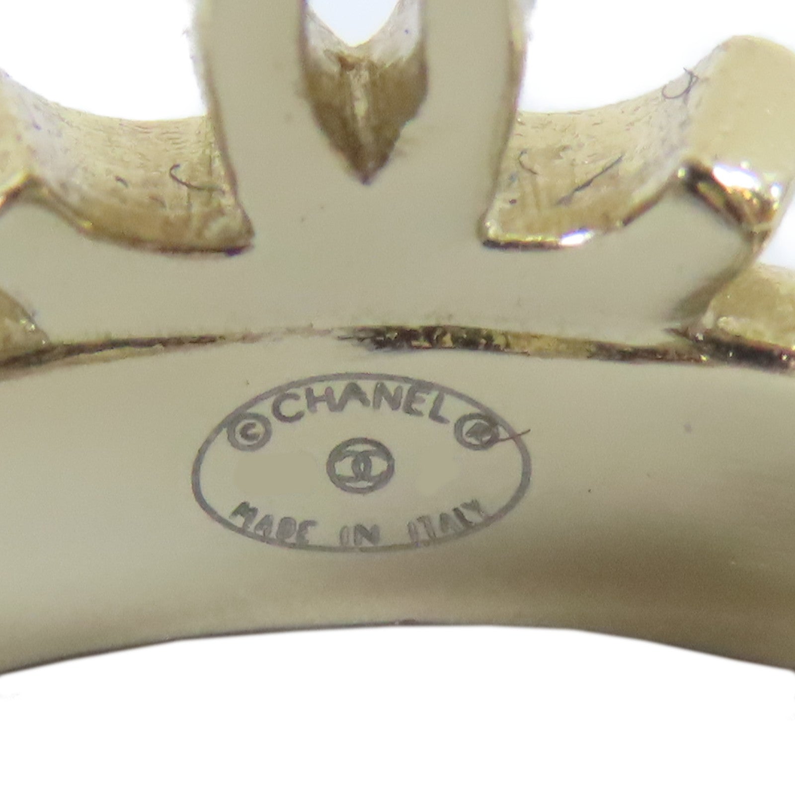 CHANEL 金屬Ring戒指金色/黑色US#6.75