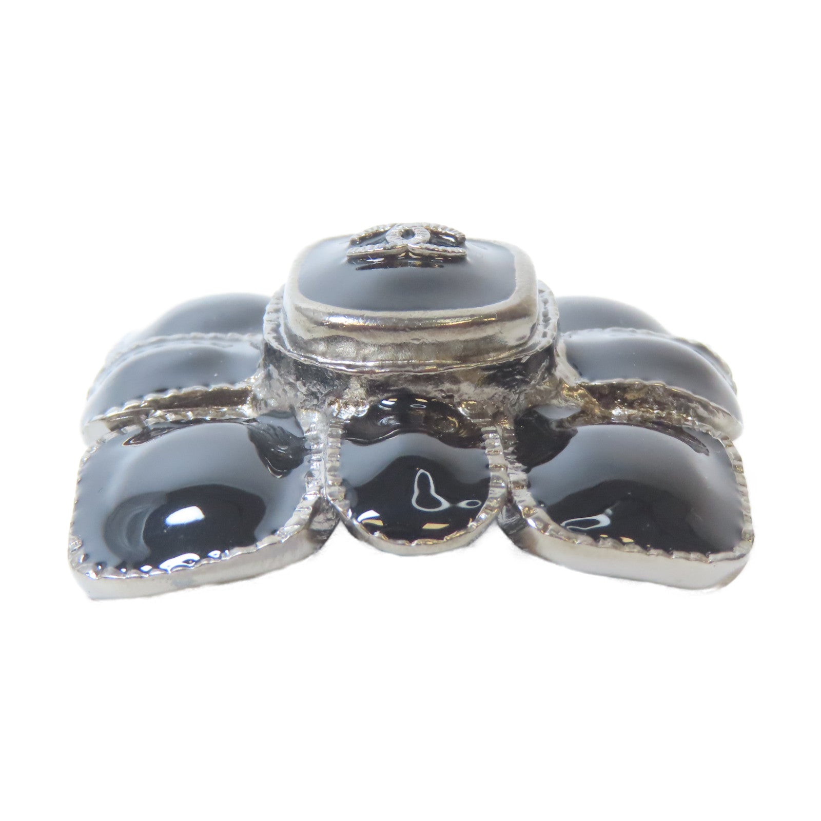 CHANEL 金屬Brooch銀扣胸針黑色