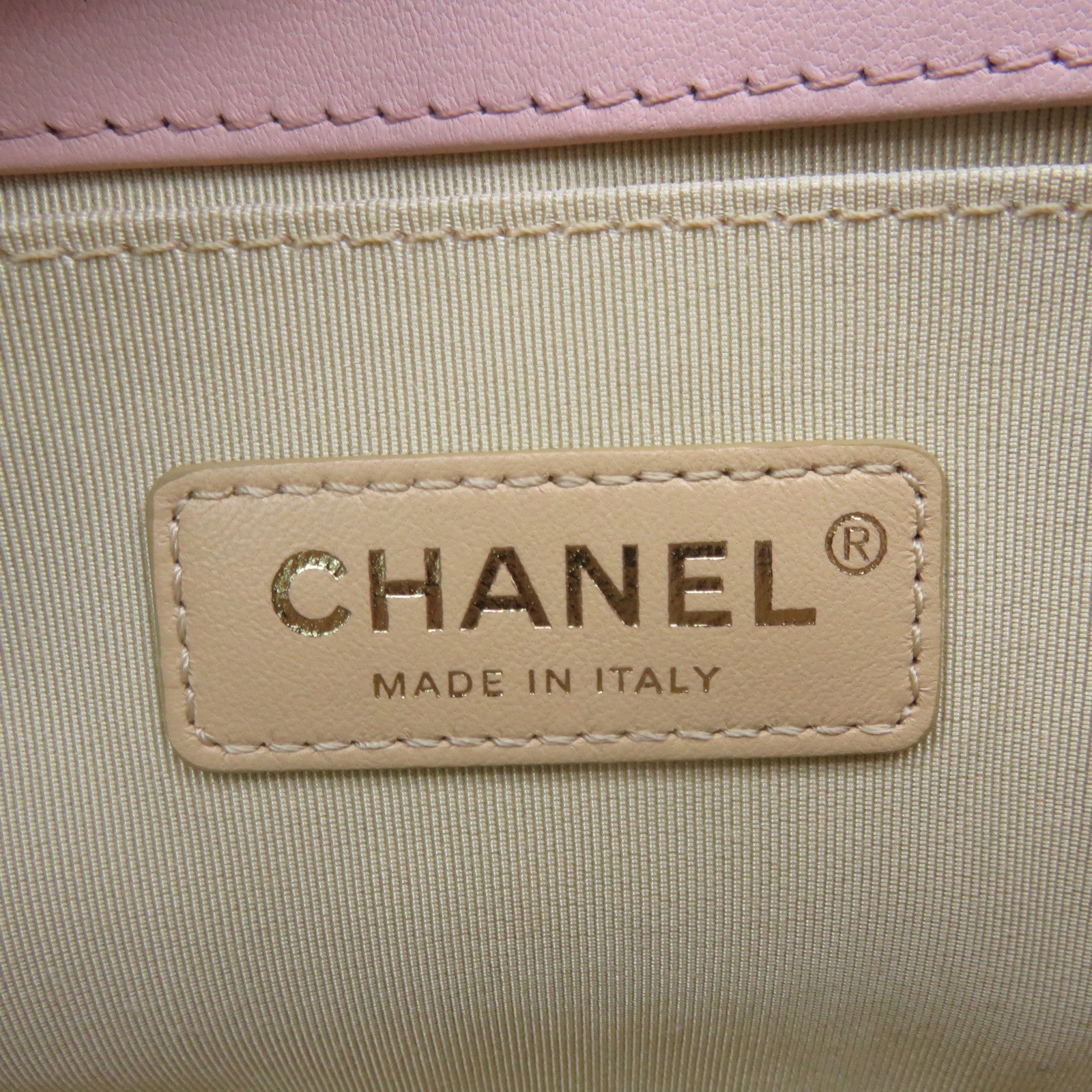 CHANEL 【激減優惠】菱格羊皮皮革Boy Chanel 25cm金扣鏈帶肩背袋粉紅色