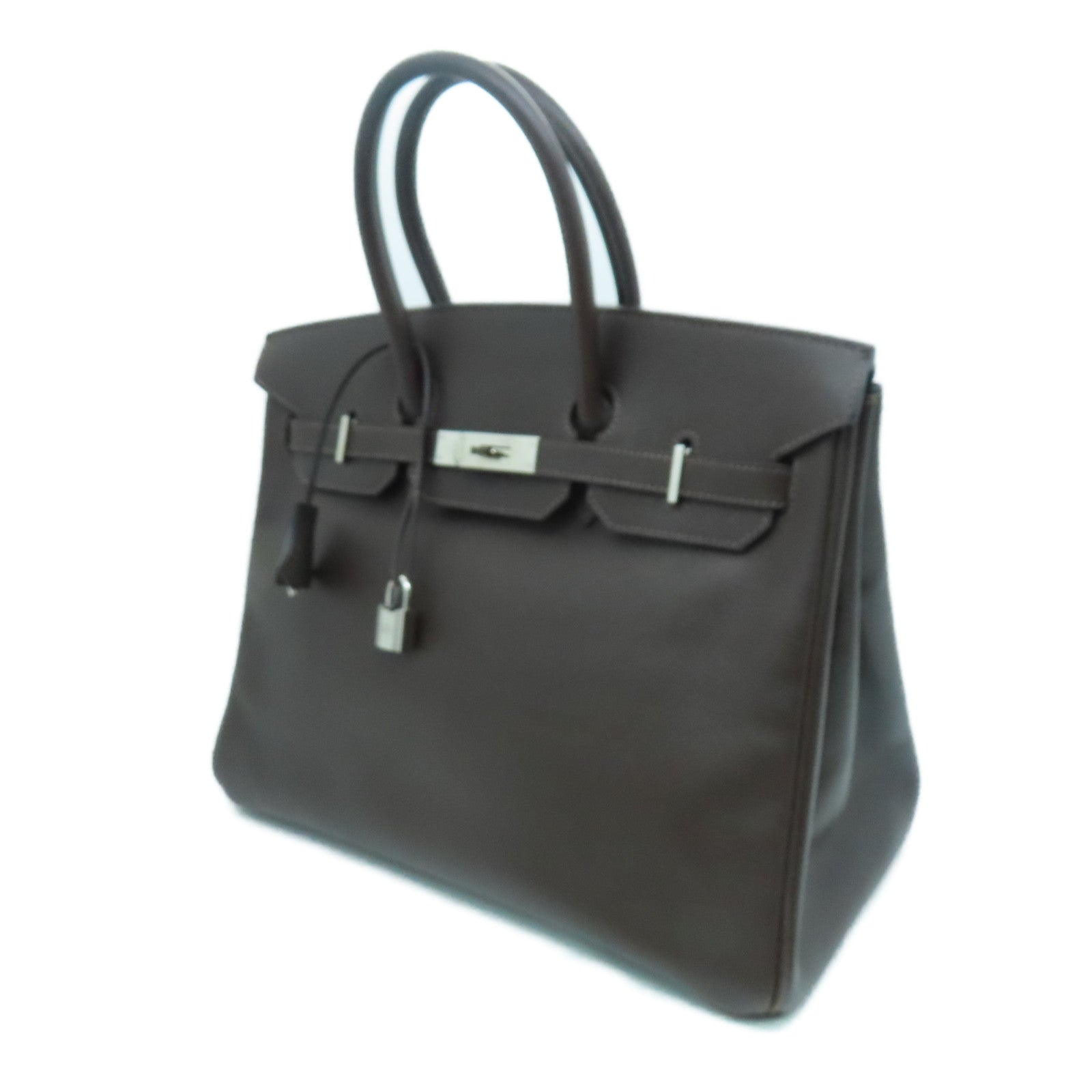 HERMES Epsom皮革Birkin 35银扣手挽袋Chocolat 啡色
