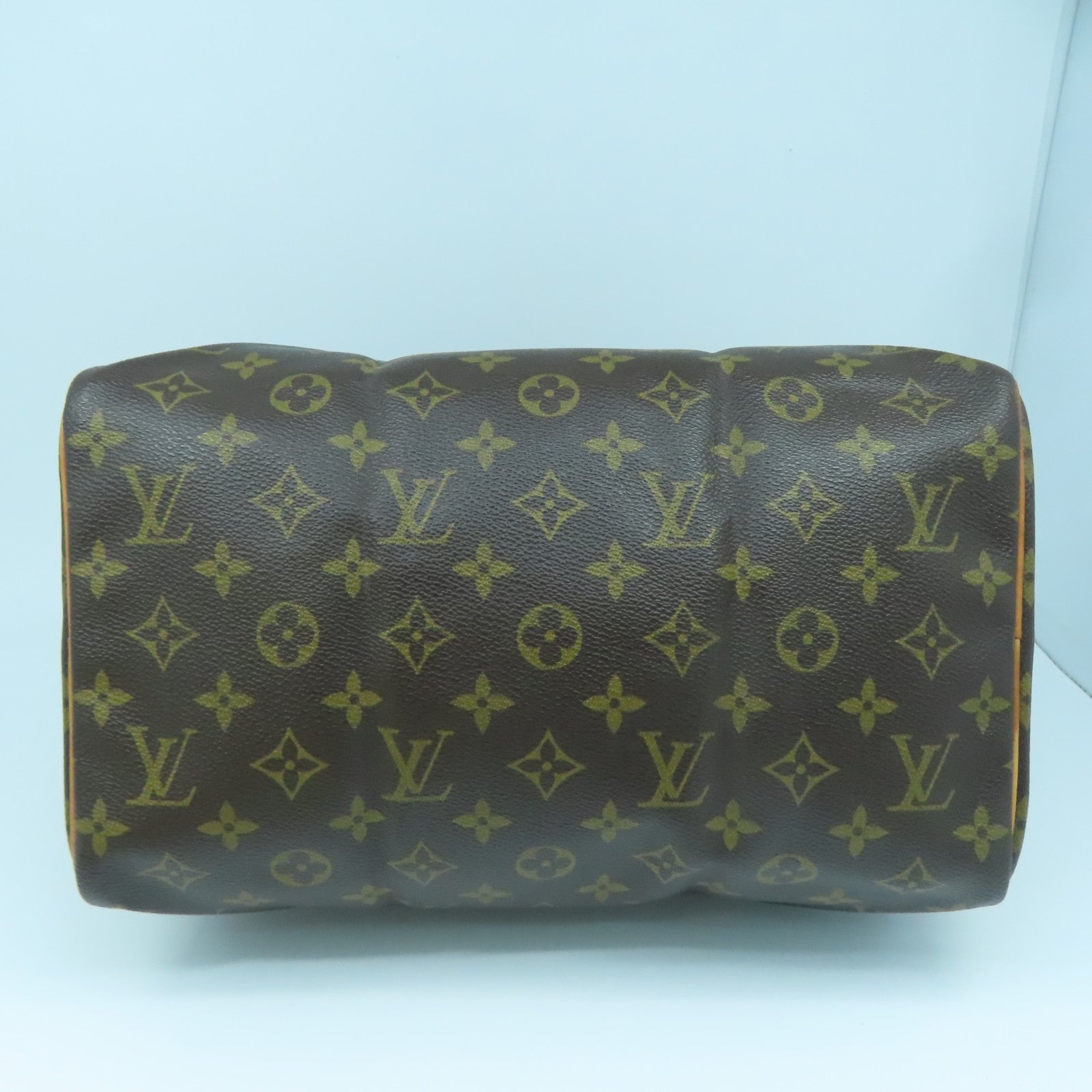 LOUIS VUITTON Monogram Speedy 30 Gold Buckle Bag Brown