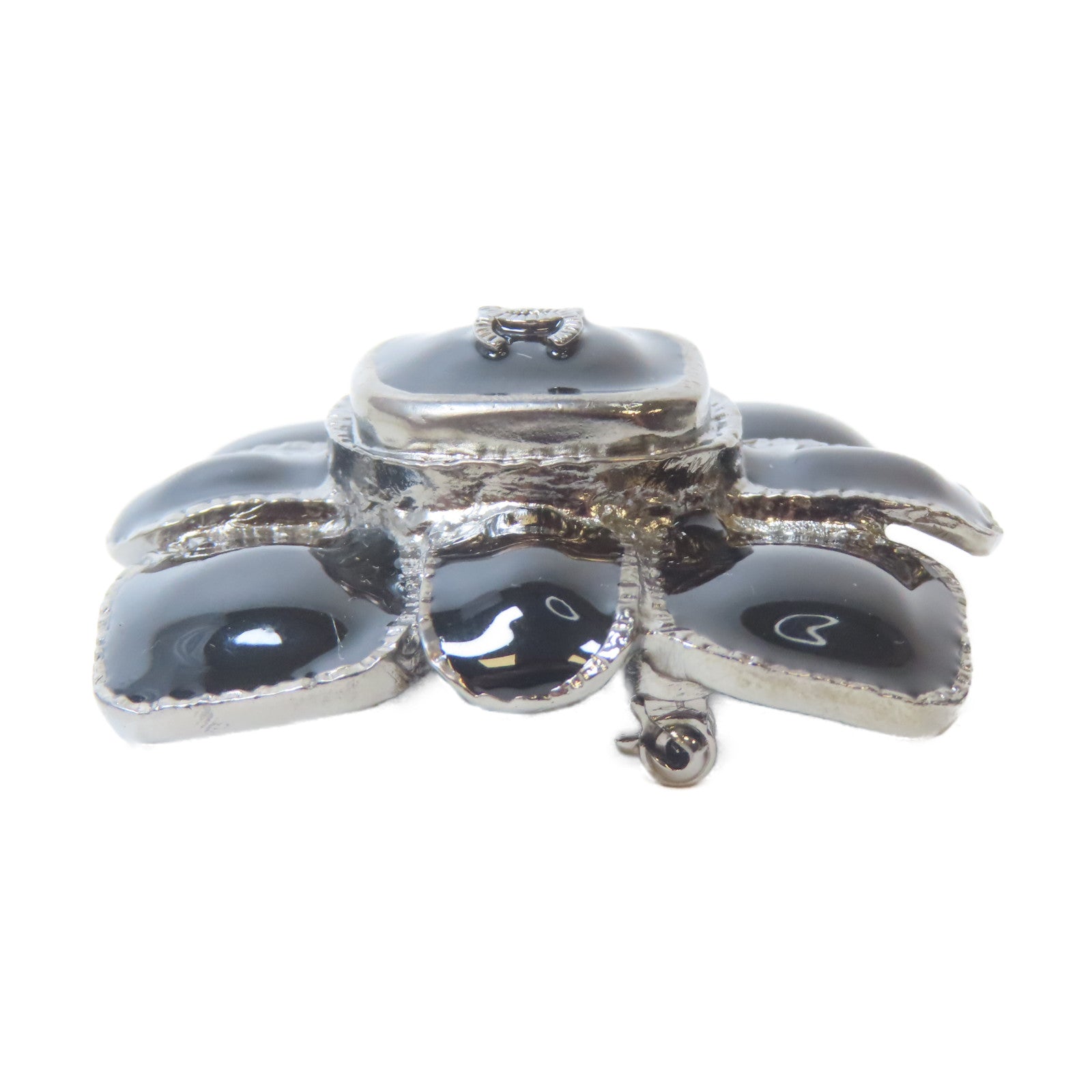 CHANEL 金屬Brooch銀扣胸針黑色