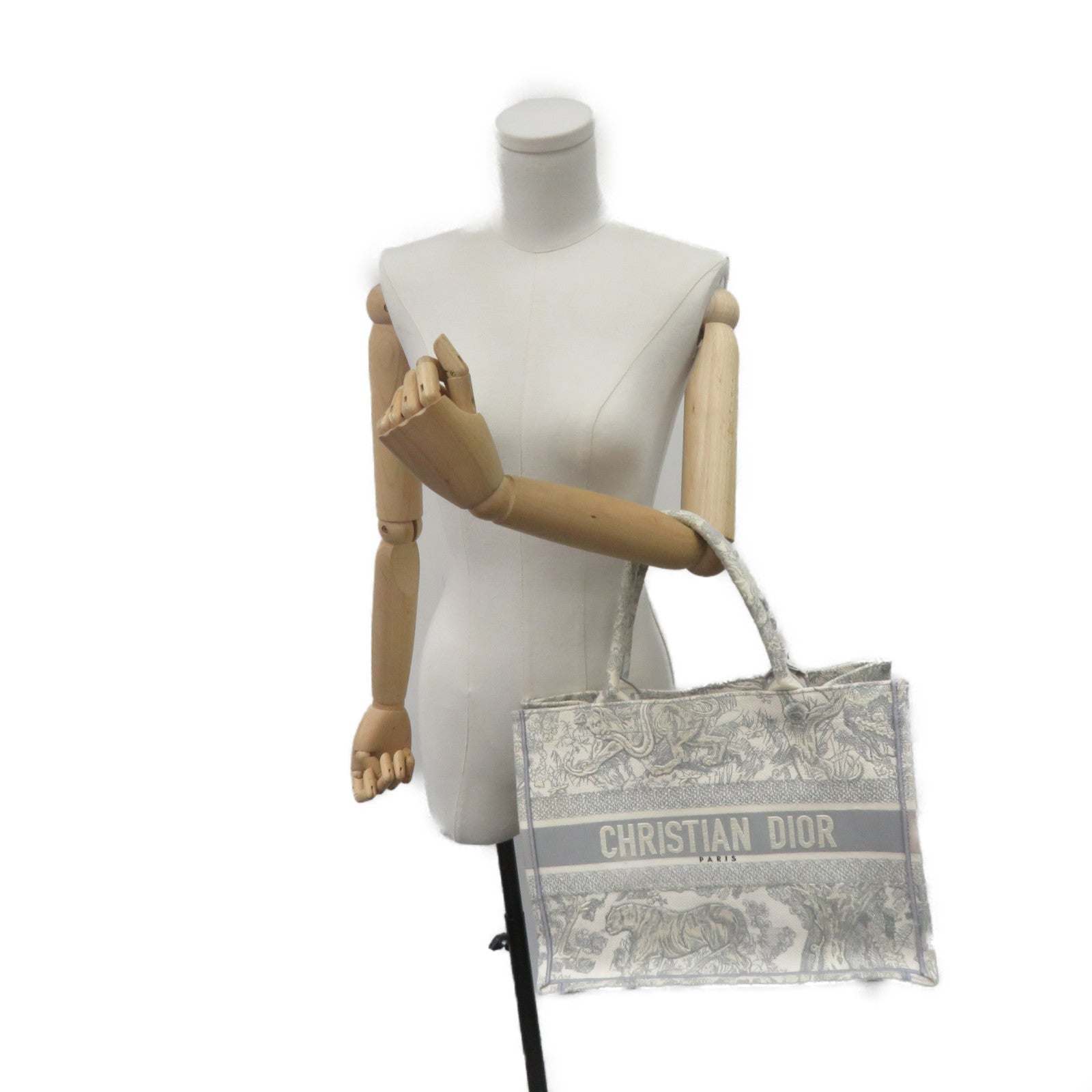Dior Canvas Medium Book Tote Handle Bag Beige/Grey