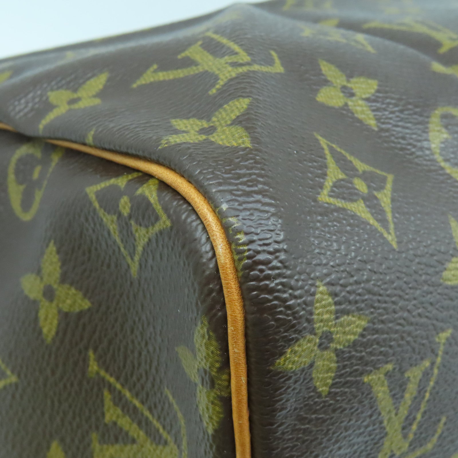 LOUIS VUITTON Monogram Speedy 30 Gold Buckle Bag Brown
