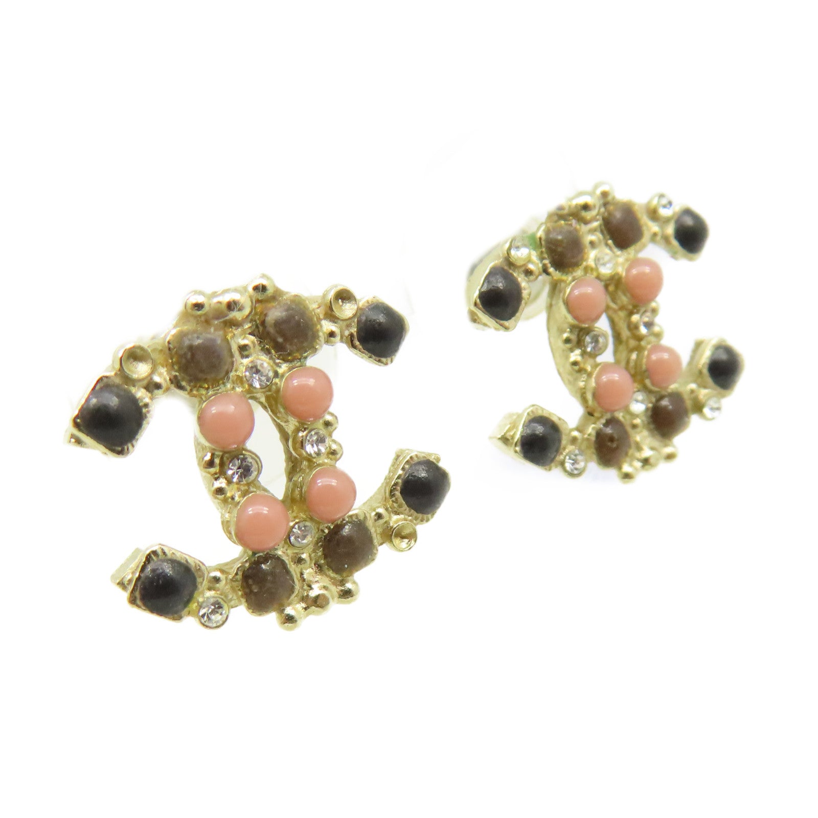 CHANEL 金屬CC Earrings耳環金色/黑色/粉紅色