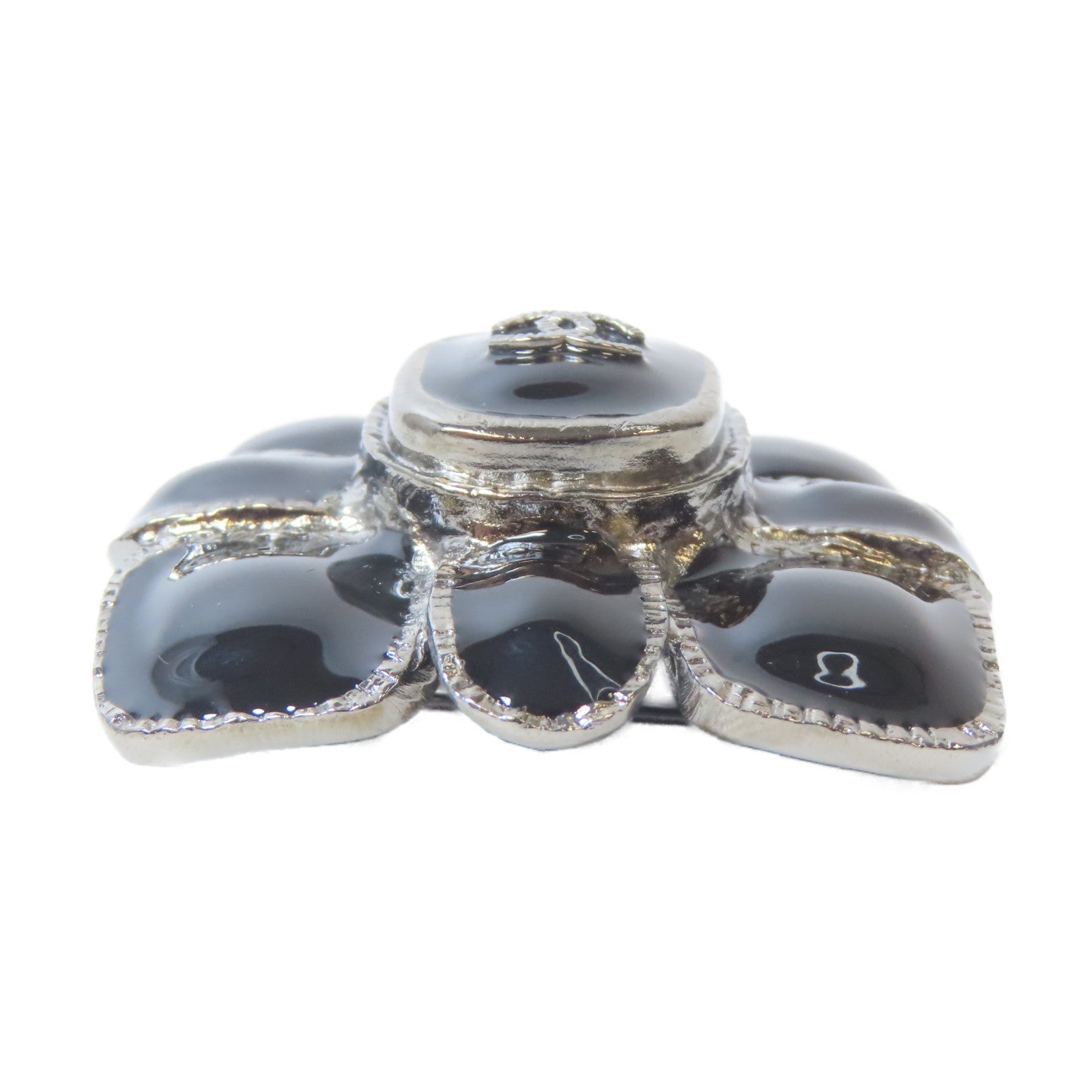 CHANEL 金屬Brooch銀扣胸針黑色