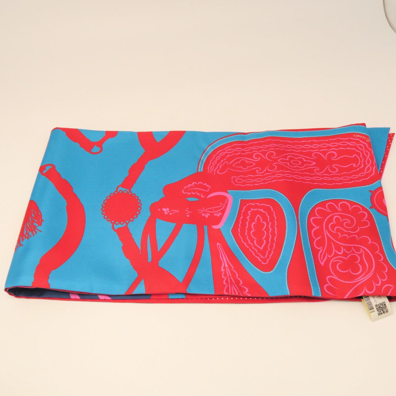 HERMES Silk Maxi Twilly Scarf Red/Blue/Pink