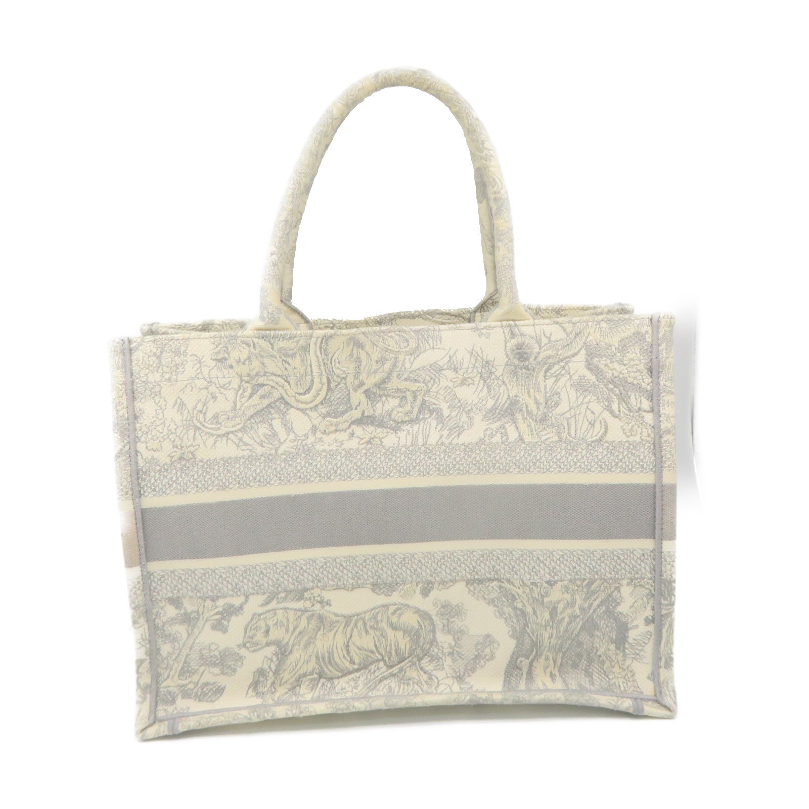 Dior Canvas Medium Book Tote Handle Bag Beige/Grey