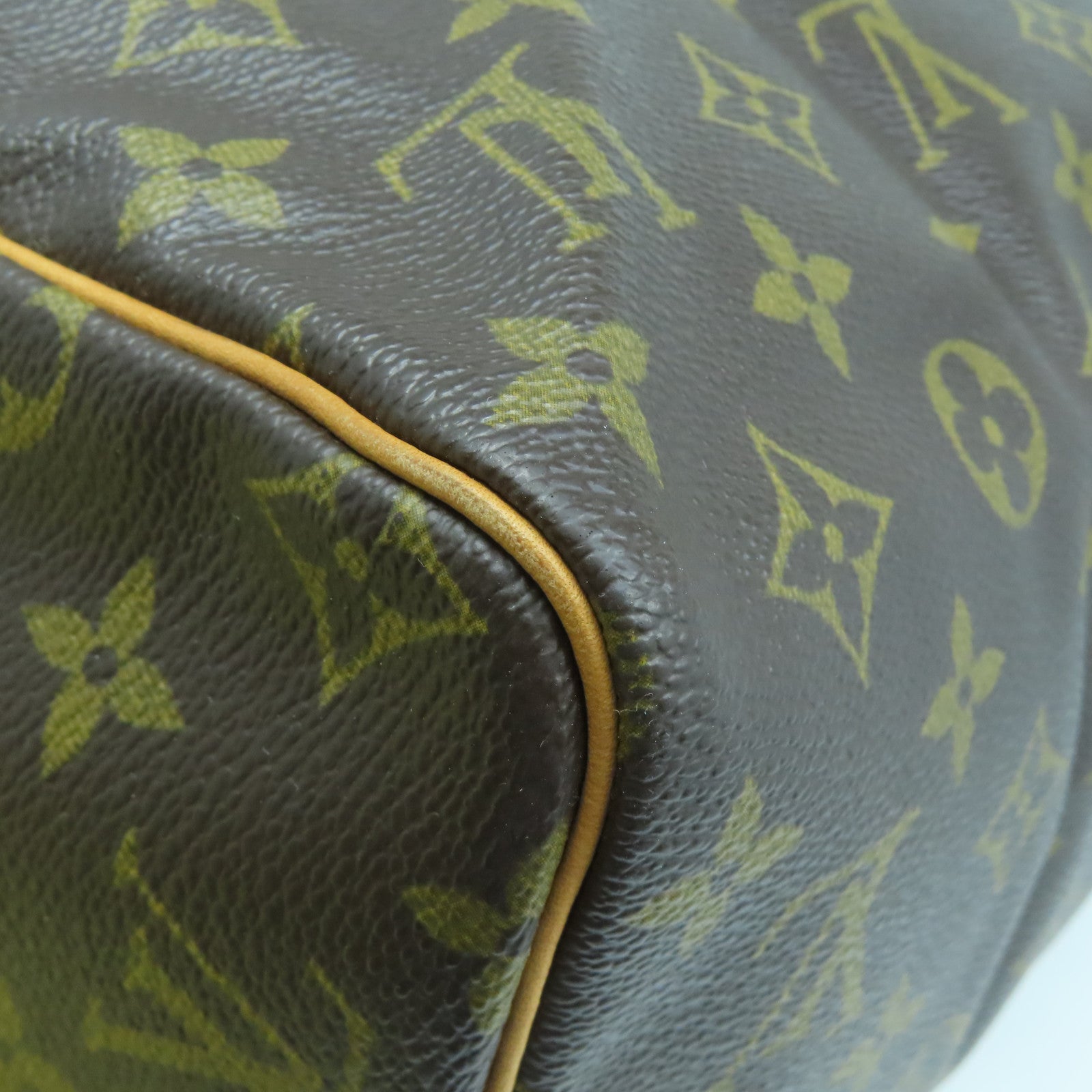 LOUIS VUITTON Monogram Speedy 30 Gold Buckle Bag Brown