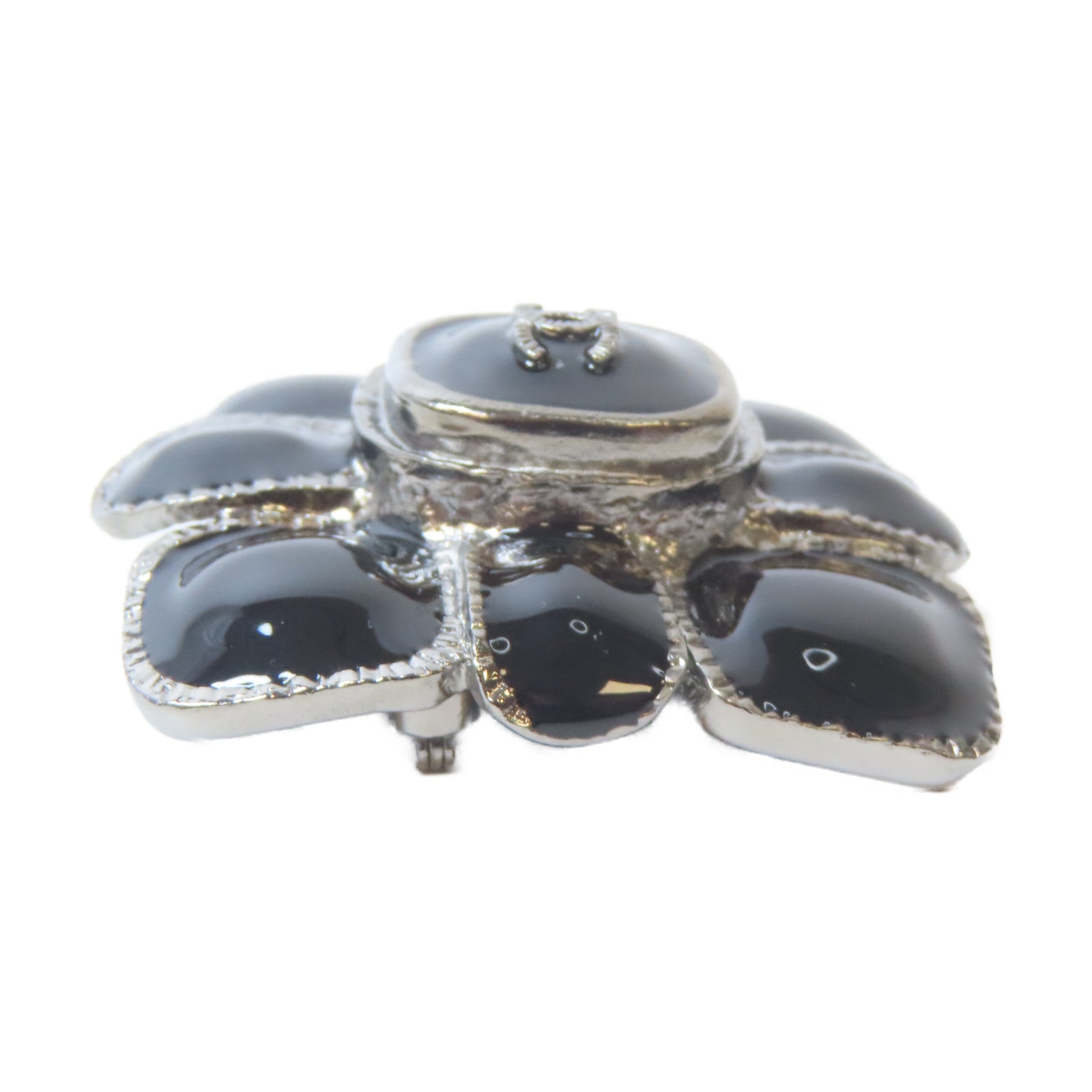 CHANEL 金屬Brooch銀扣胸針黑色