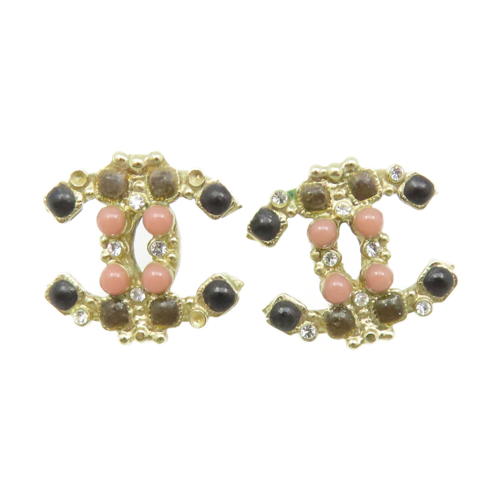 CHANEL 金屬CC Earrings耳環金色/黑色/粉紅色
