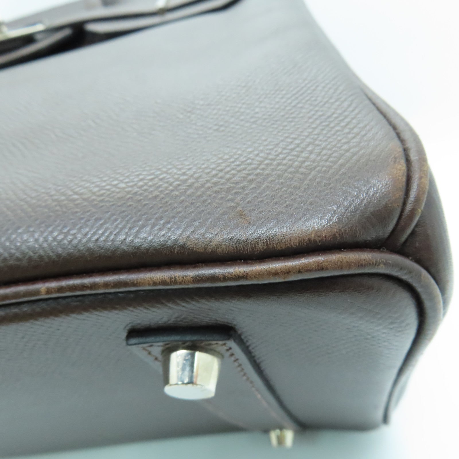 HERMES Epsom皮革Birkin 35银扣手挽袋Chocolat 啡色