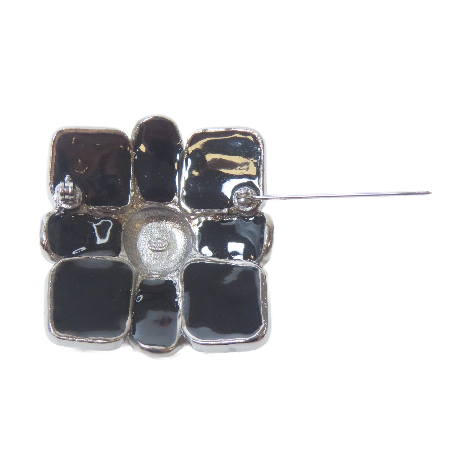 CHANEL 金屬Brooch銀扣胸針黑色