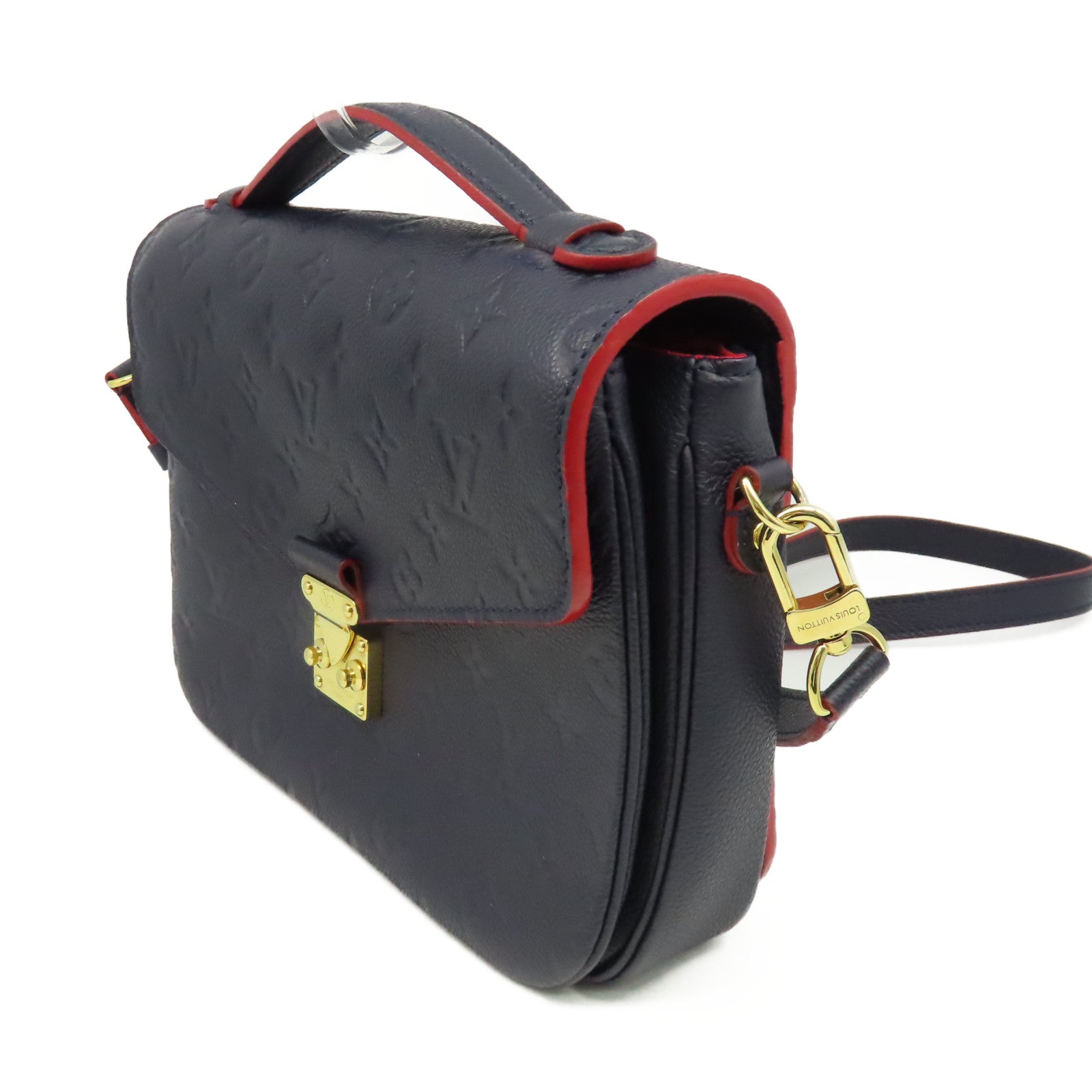 LOUIS VUITTON Monogram Empreinte Pochette Metis金扣手挽肩背兩用袋深藍色