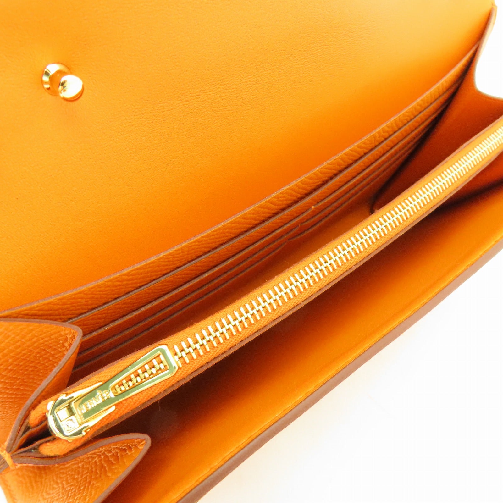 HERMES Epsom皮革Constance To Go金扣肩背袋橙色