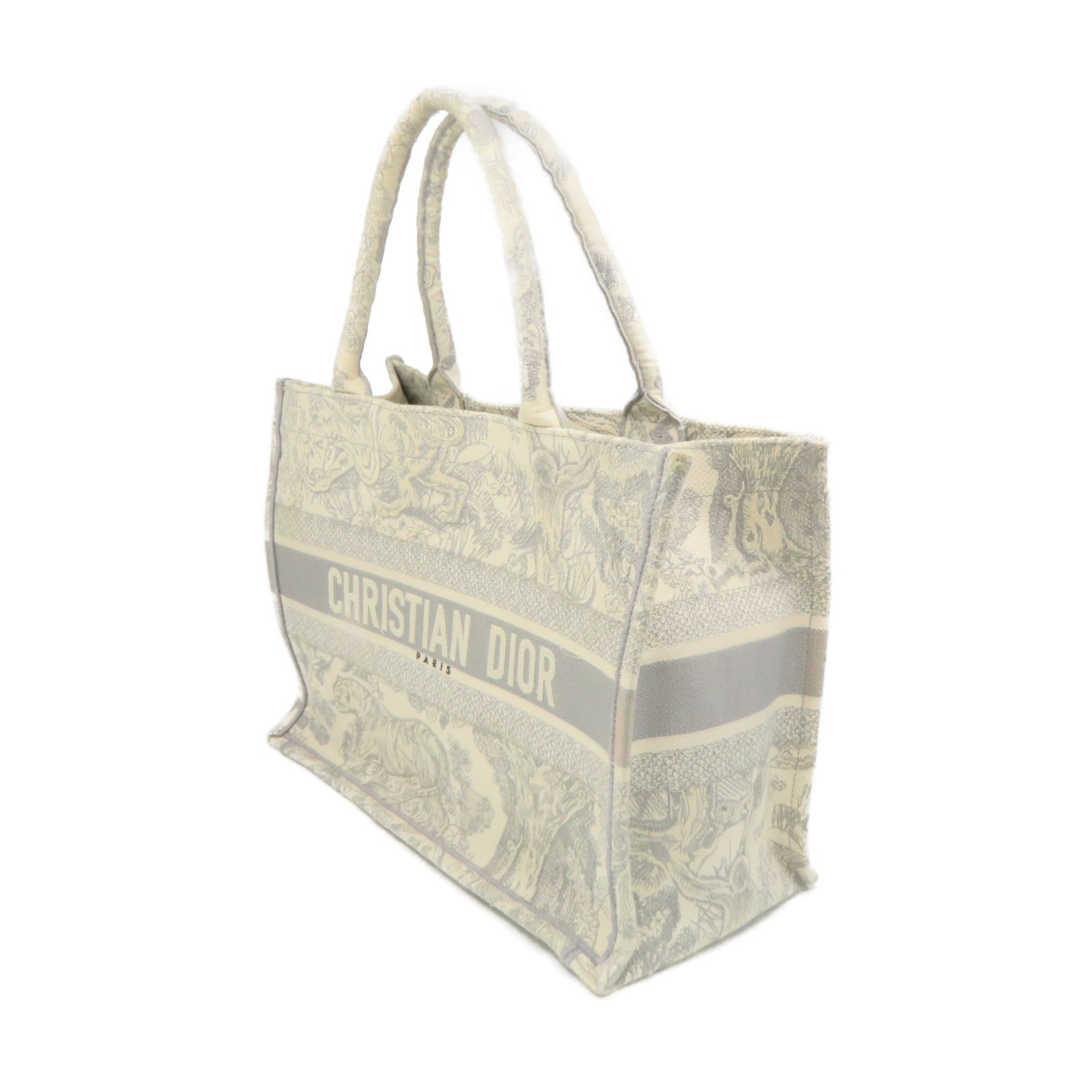 Dior Canvas Medium Book Tote Handle Bag Beige/Grey