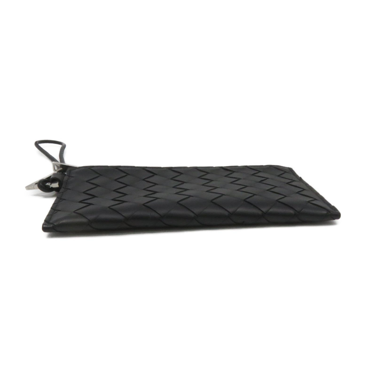 BOTTEGA VENETA 織紋皮革Pouch wallet拉鏈長錢包黑色