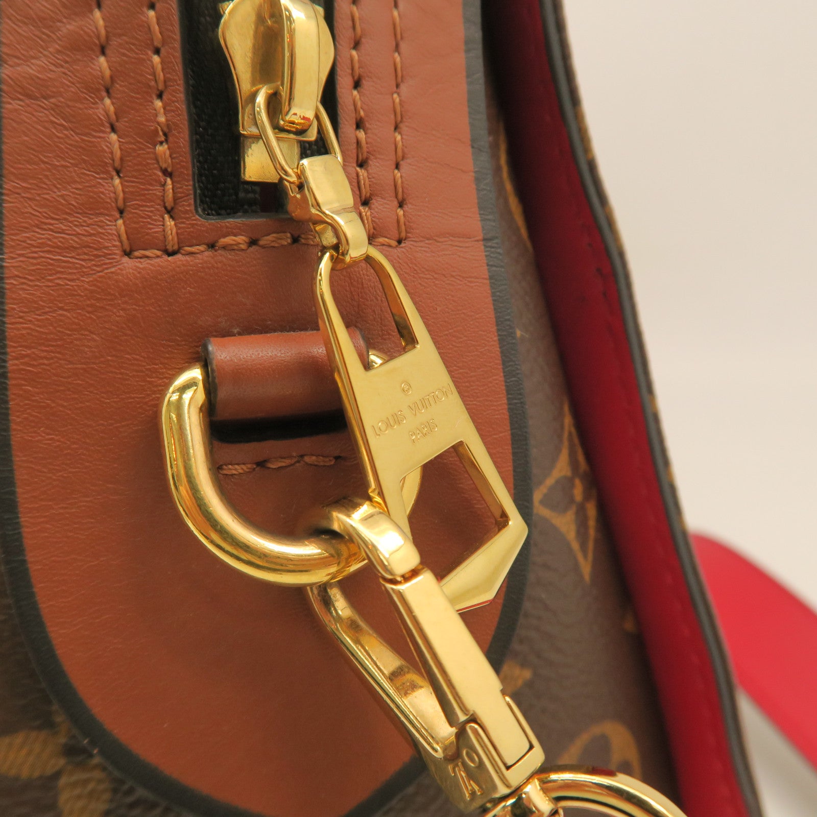 LOUIS VUITTON Monogram Tuileries 2 way Shoulder gold buckle handle shoulder bag brown