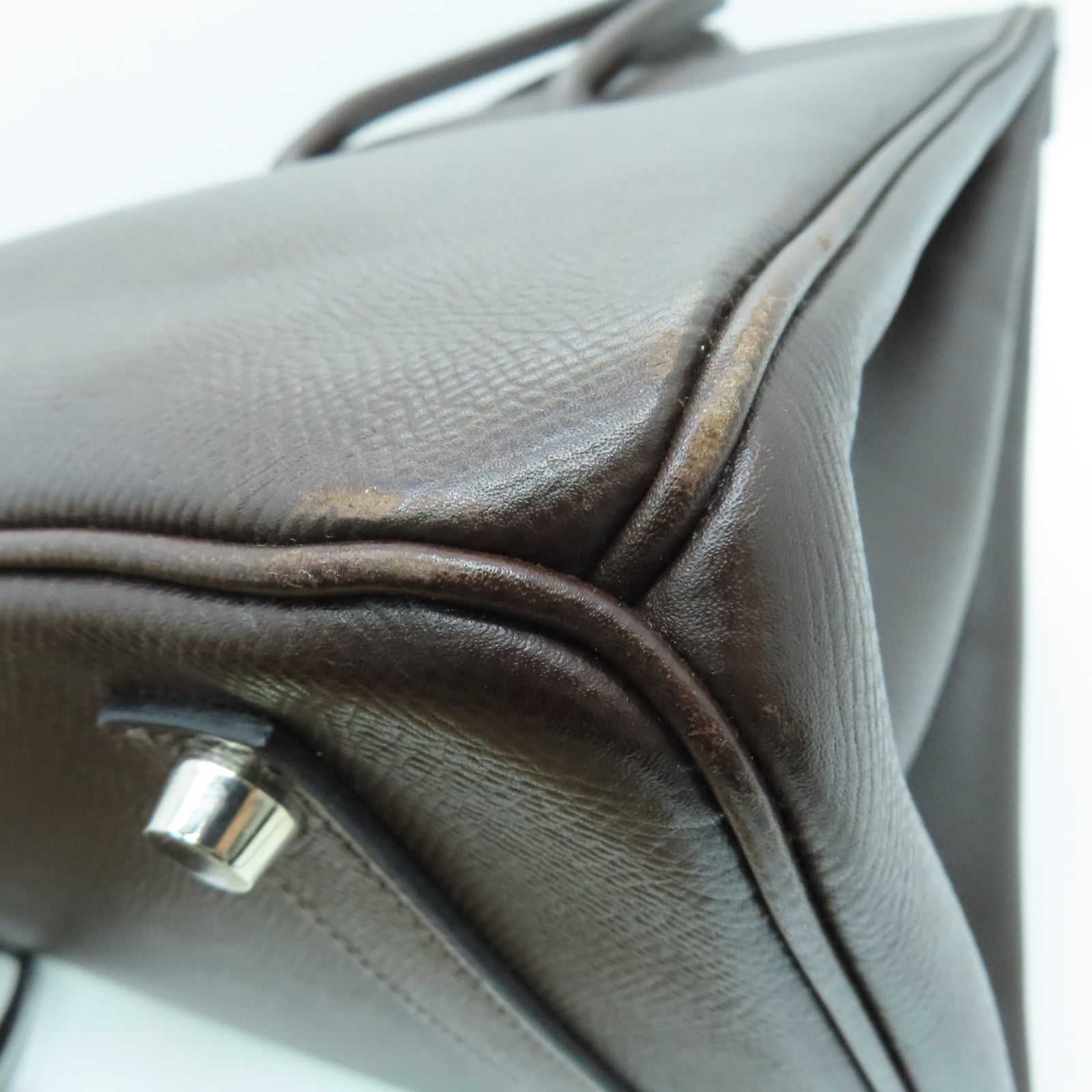 HERMES Epsom皮革Birkin 35银扣手挽袋Chocolat 啡色