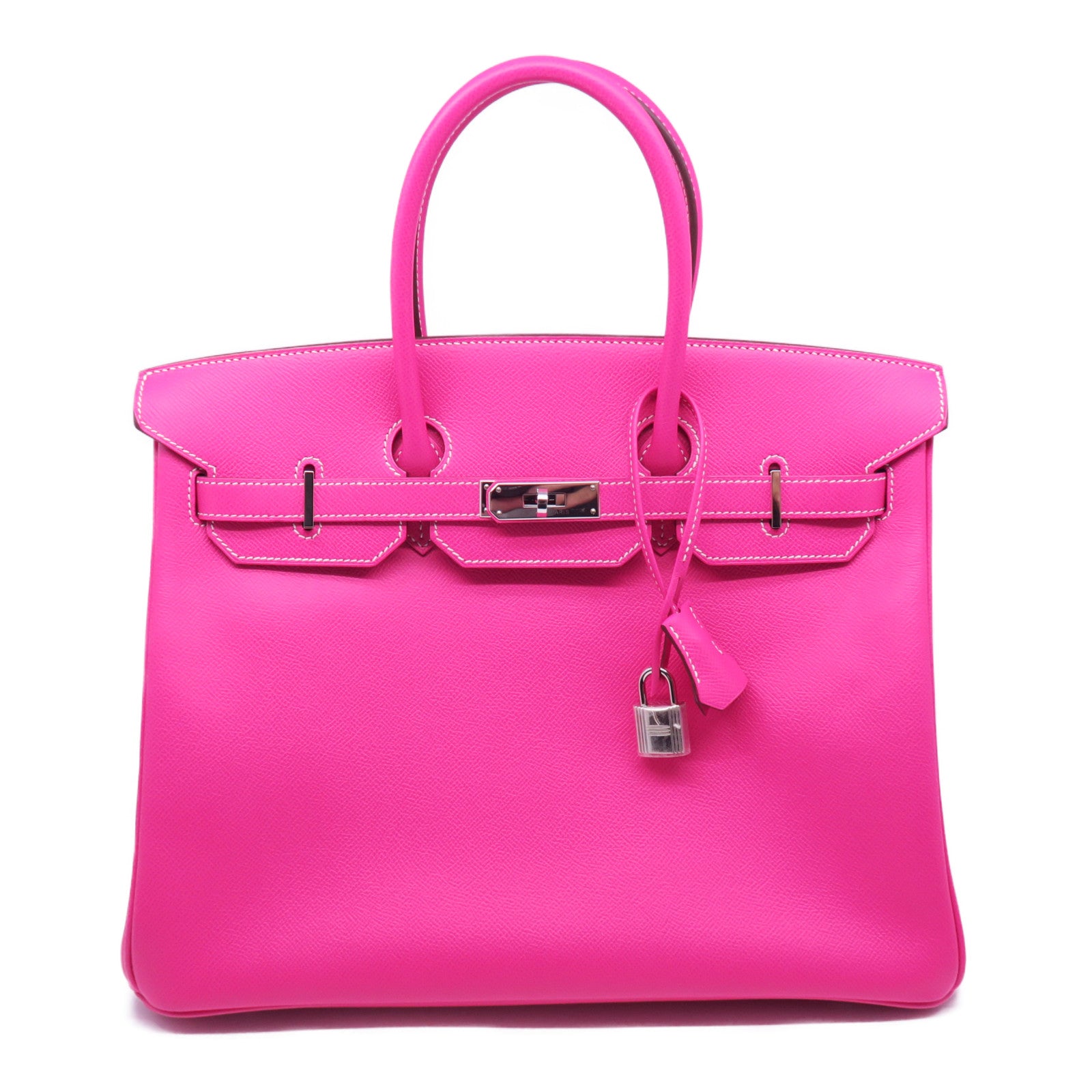 HERMES Veau Epsom皮革Birkin 35銀扣手挽袋糖果粉色