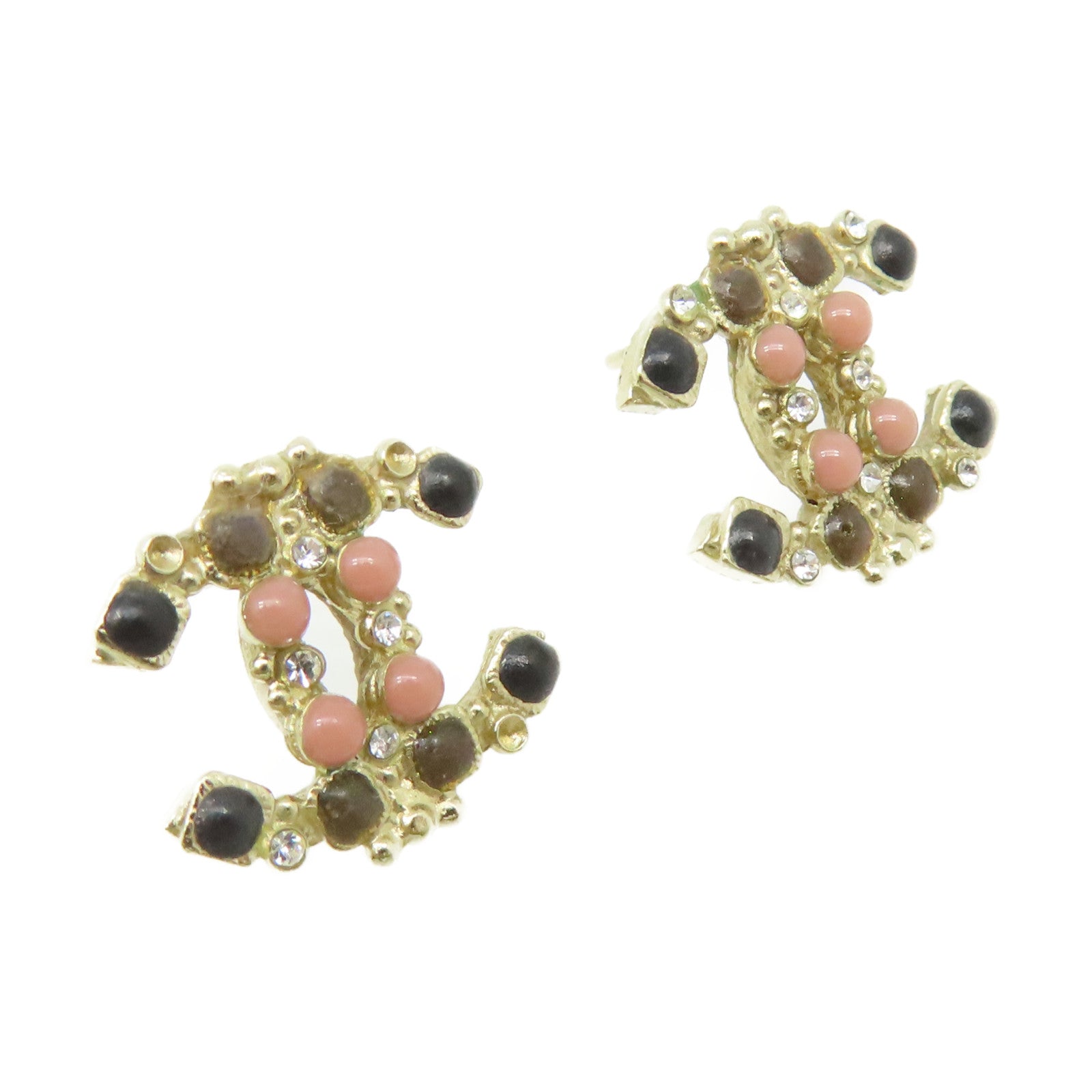 CHANEL 金屬CC Earrings耳環金色/黑色/粉紅色