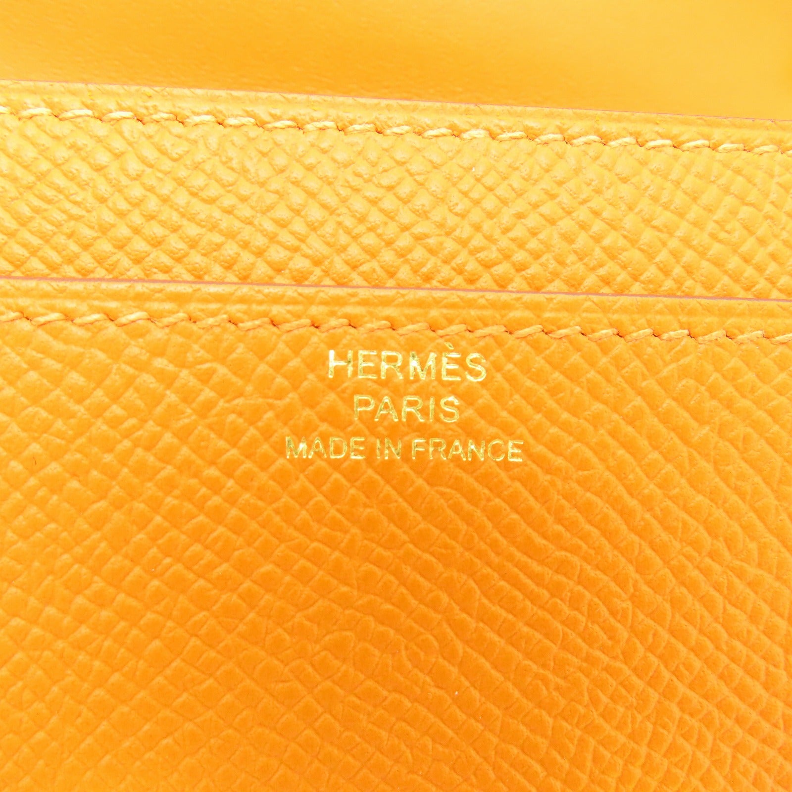 HERMES Epsom皮革Constance To Go金扣肩背袋橙色