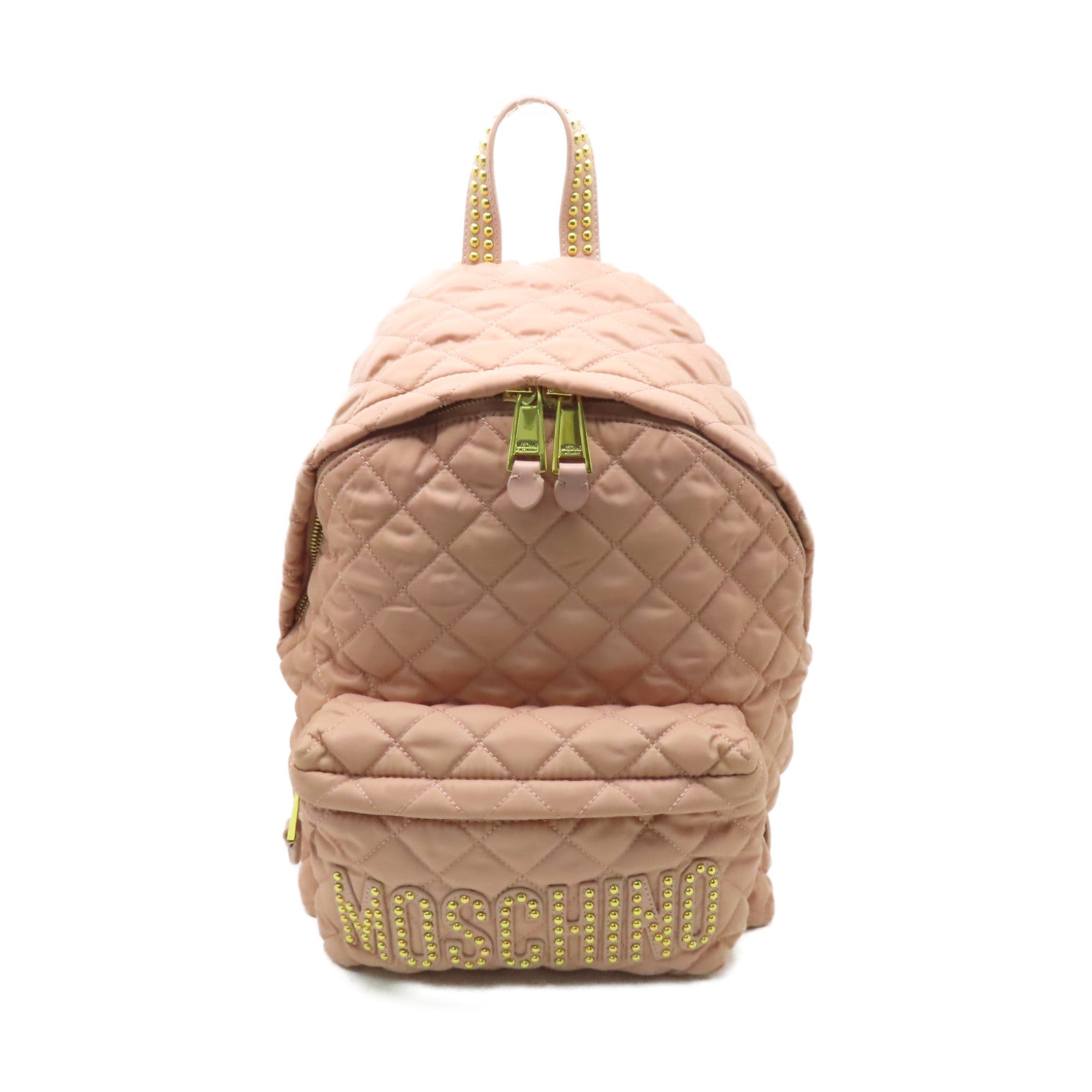 MOSCHINO 尼龍Backpack金扣背包粉紅色