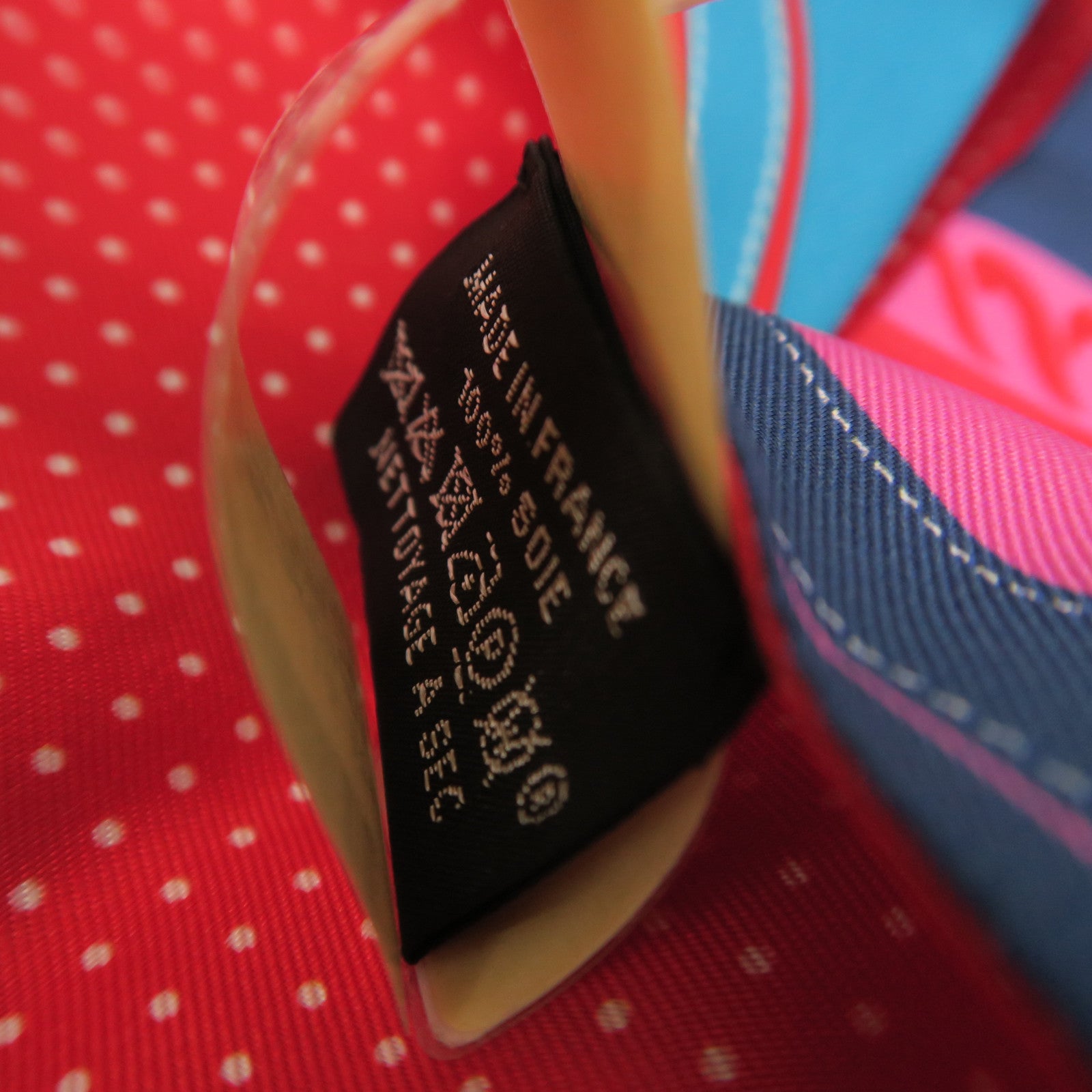 HERMES Silk Maxi Twilly Scarf Red/Blue/Pink