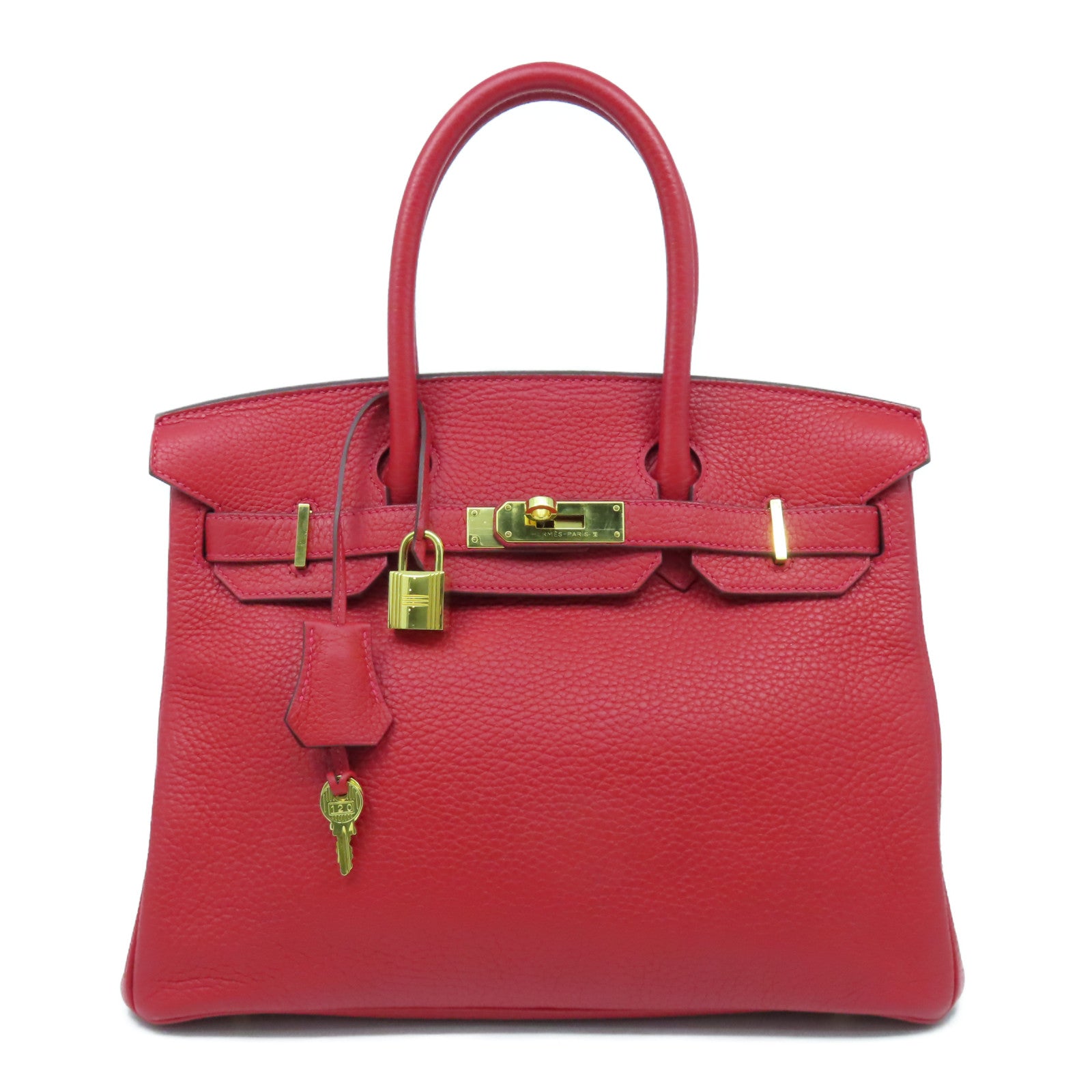 HERMES Togo皮革Birkin 30金扣手挽袋鮮紅色