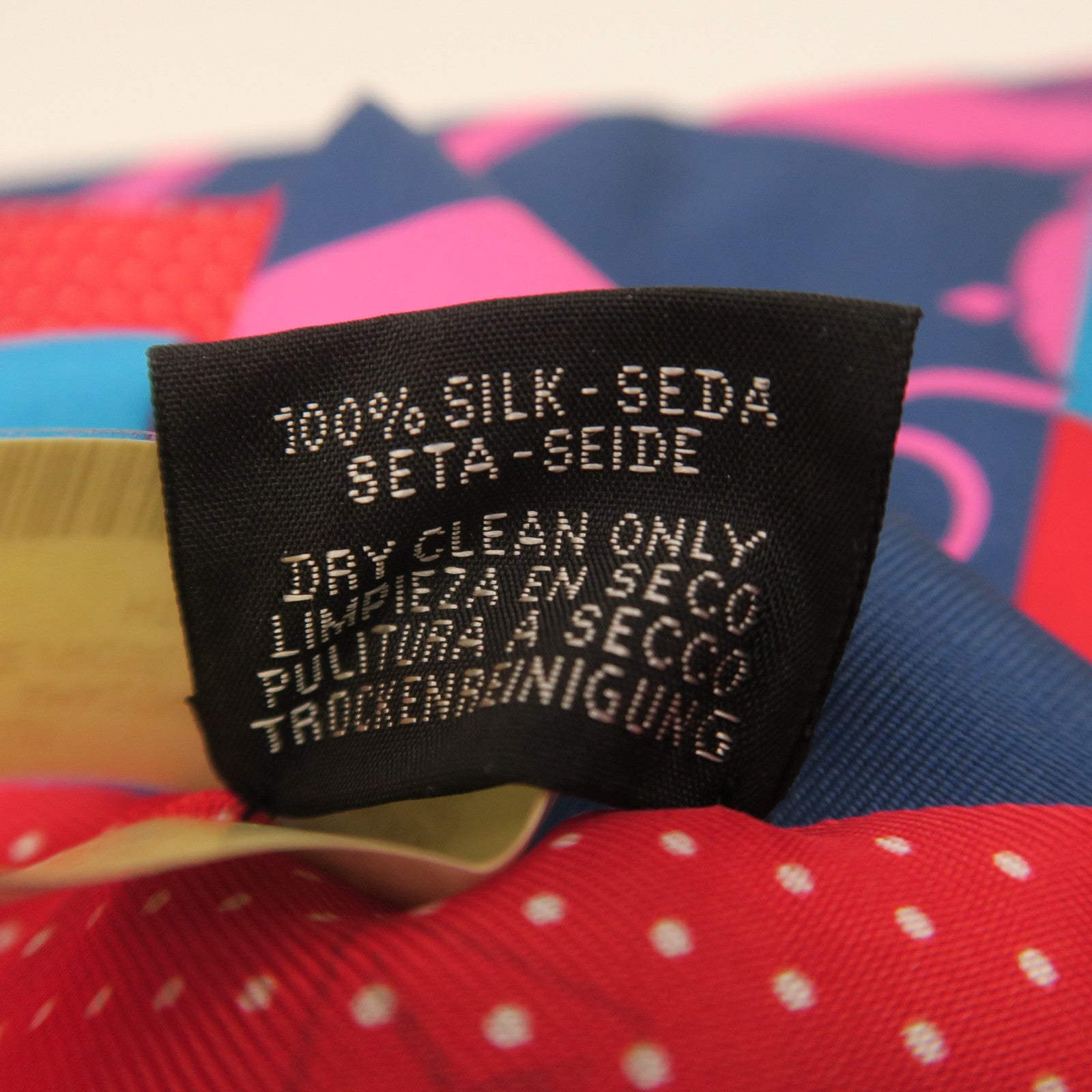 HERMES Silk Maxi Twilly Scarf Red/Blue/Pink