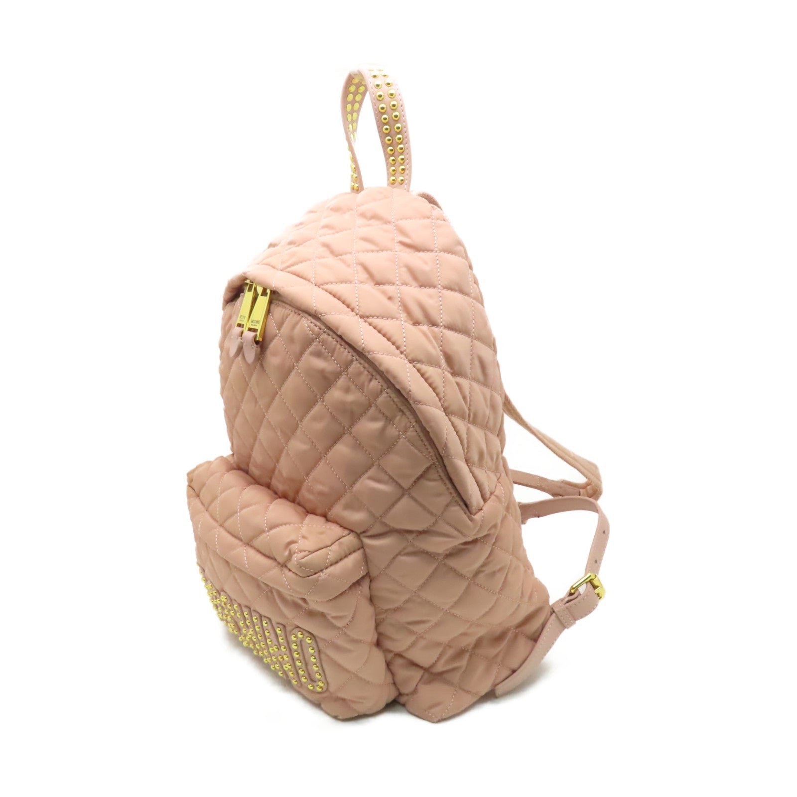MOSCHINO 尼龍Backpack金扣背包粉紅色