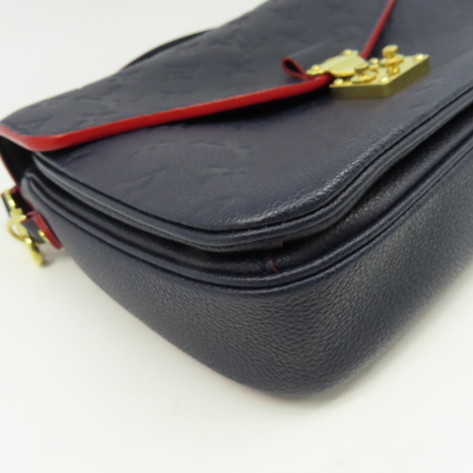 LOUIS VUITTON Monogram Empreinte Pochette Metis金扣手挽肩背兩用袋深藍色