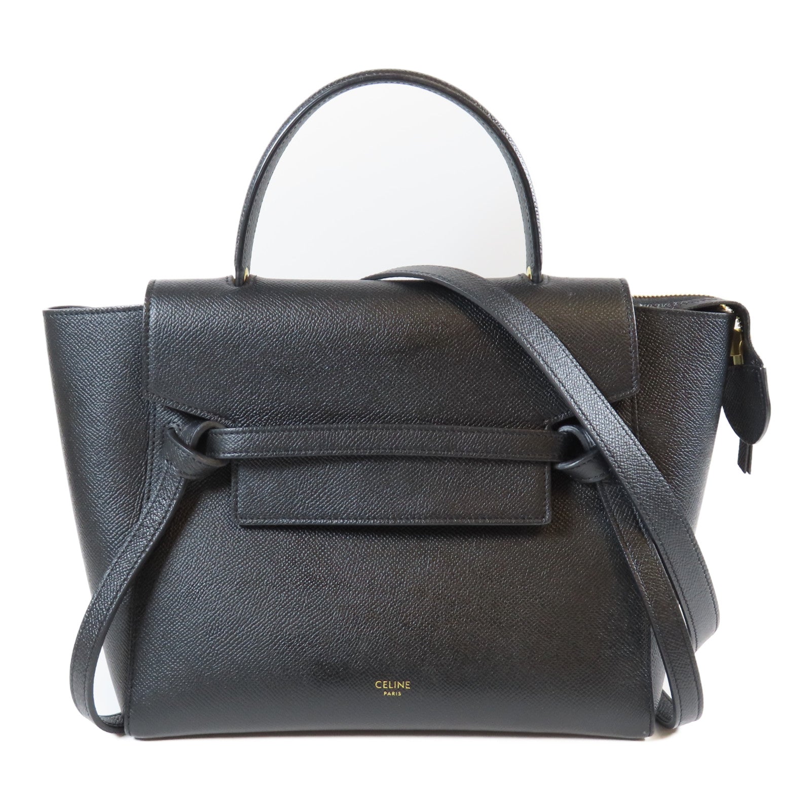 CELINE 牛皮皮革Belt Bag金扣手挽肩背兩用袋黑色