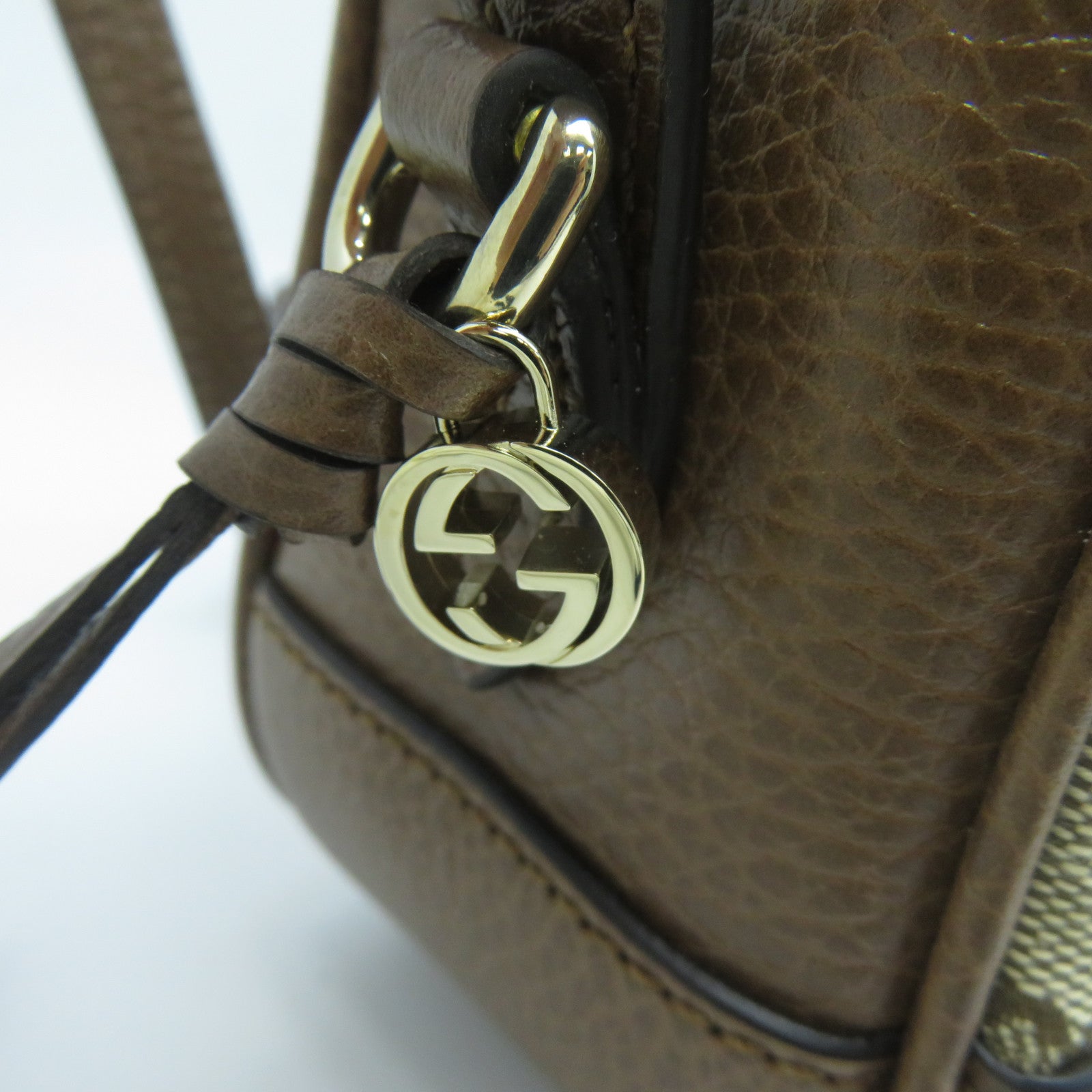GUCCI 帆布Shoulder Bag金扣肩背袋啡色