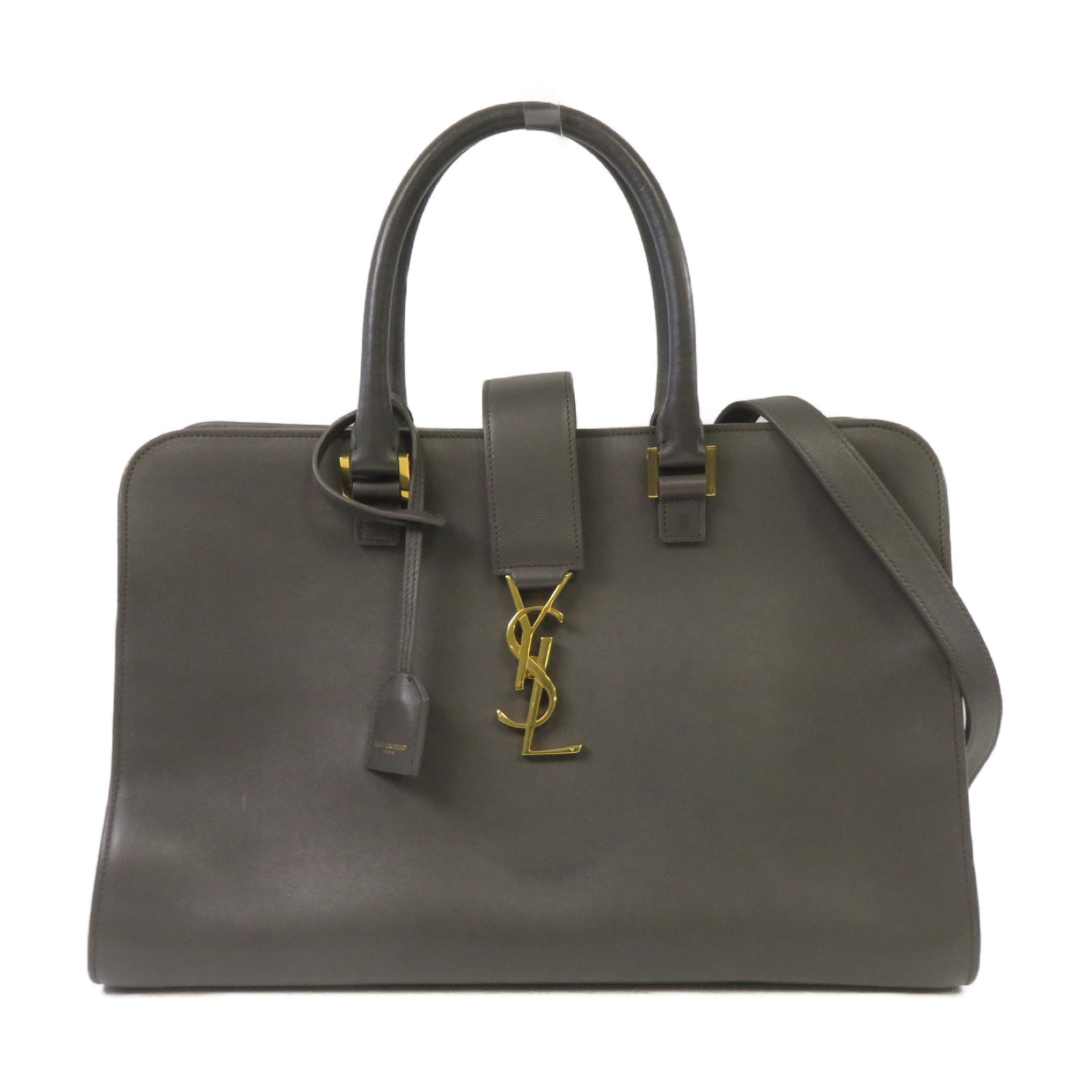 SAINT LAURENT 牛皮皮革2 Way Shoulder金扣手挽肩背兩用袋灰色