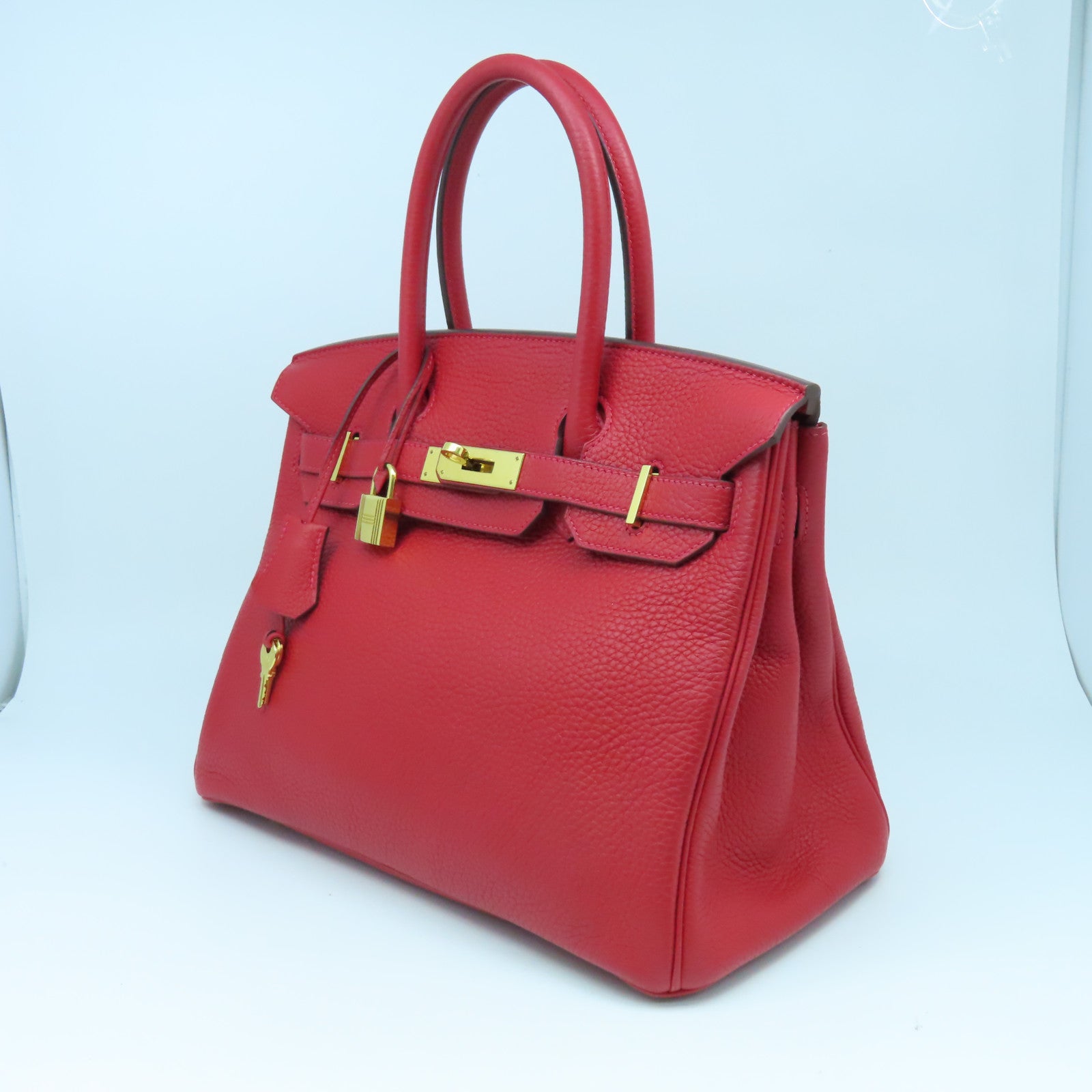 HERMES Togo皮革Birkin 30金扣手挽袋鮮紅色