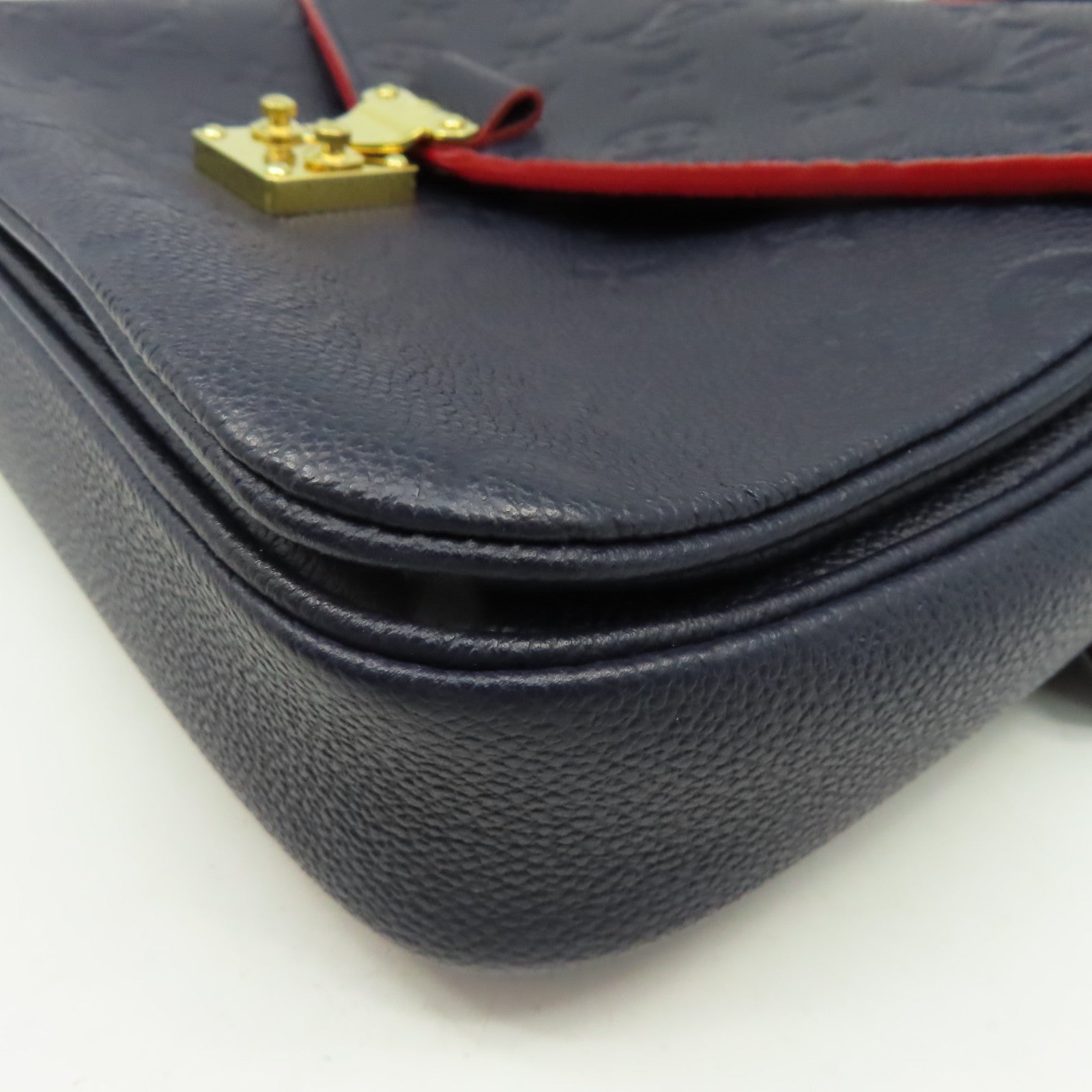 LOUIS VUITTON Monogram Empreinte Pochette Metis金扣手挽肩背兩用袋深藍色
