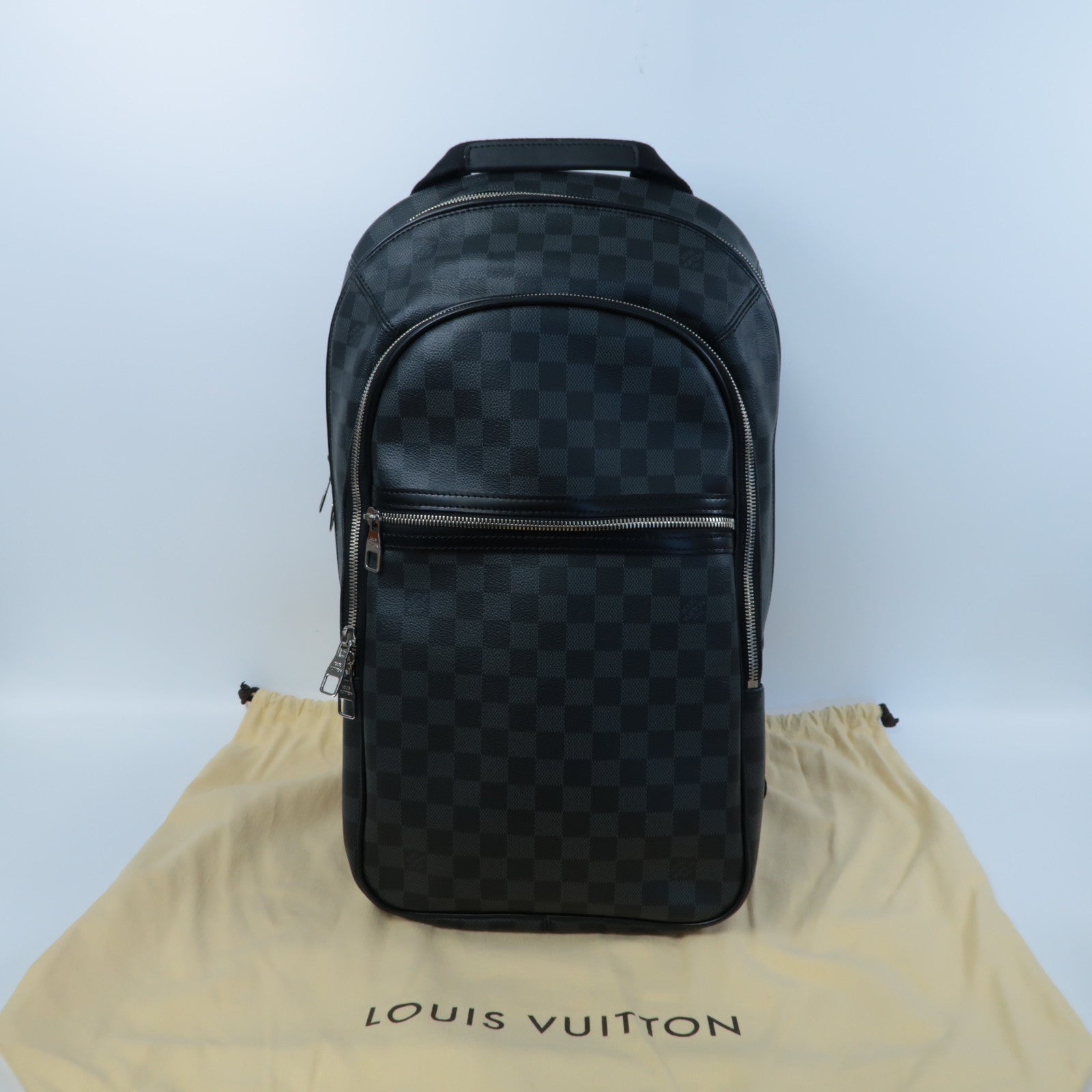 LOUIS VUITTON Damier Graphite Michael Backpack銀扣背包黑色