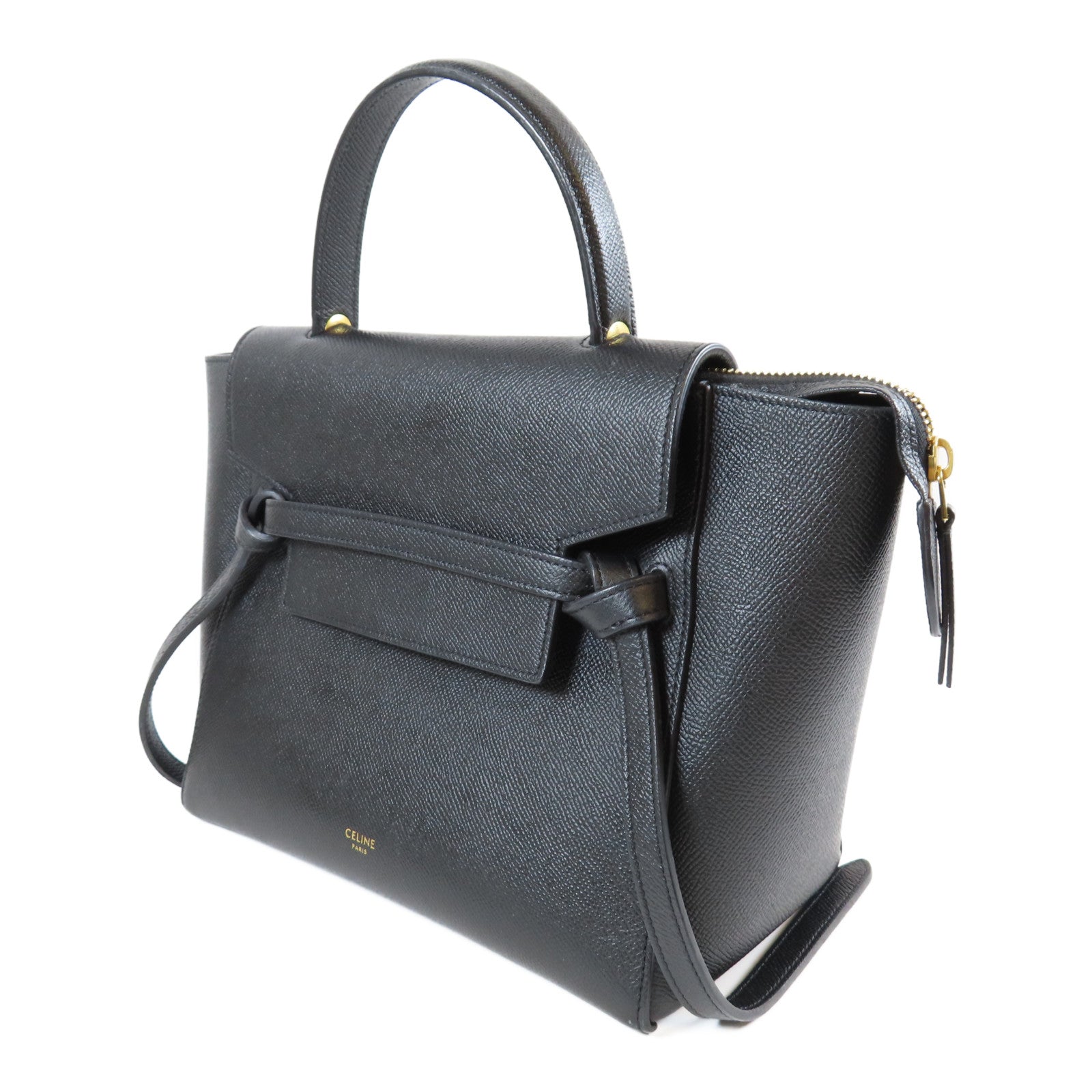 CELINE 牛皮皮革Belt Bag金扣手挽肩背兩用袋黑色