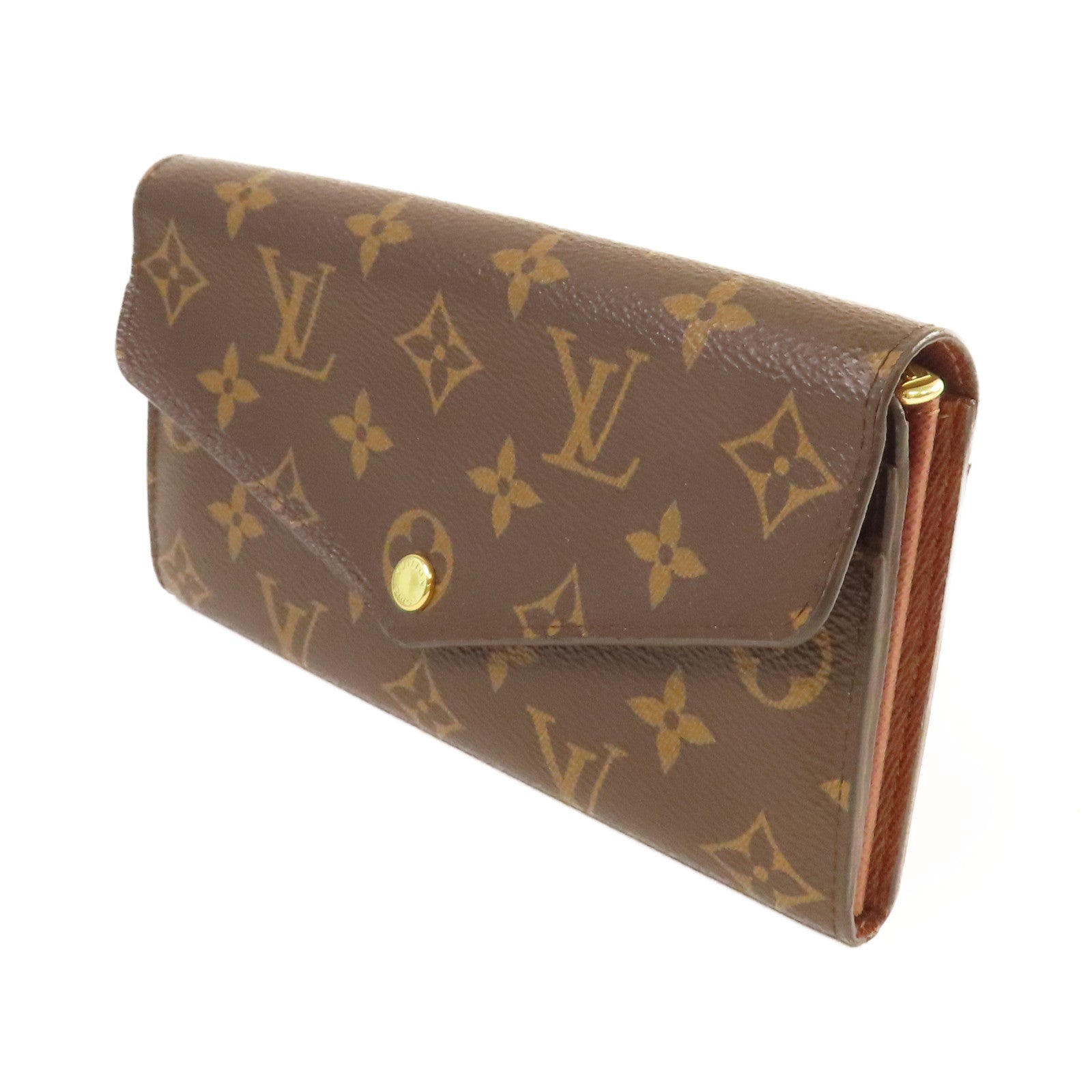 LOUIS VUITTON Monogram Sarah Long Wallet金扣長錢包啡色