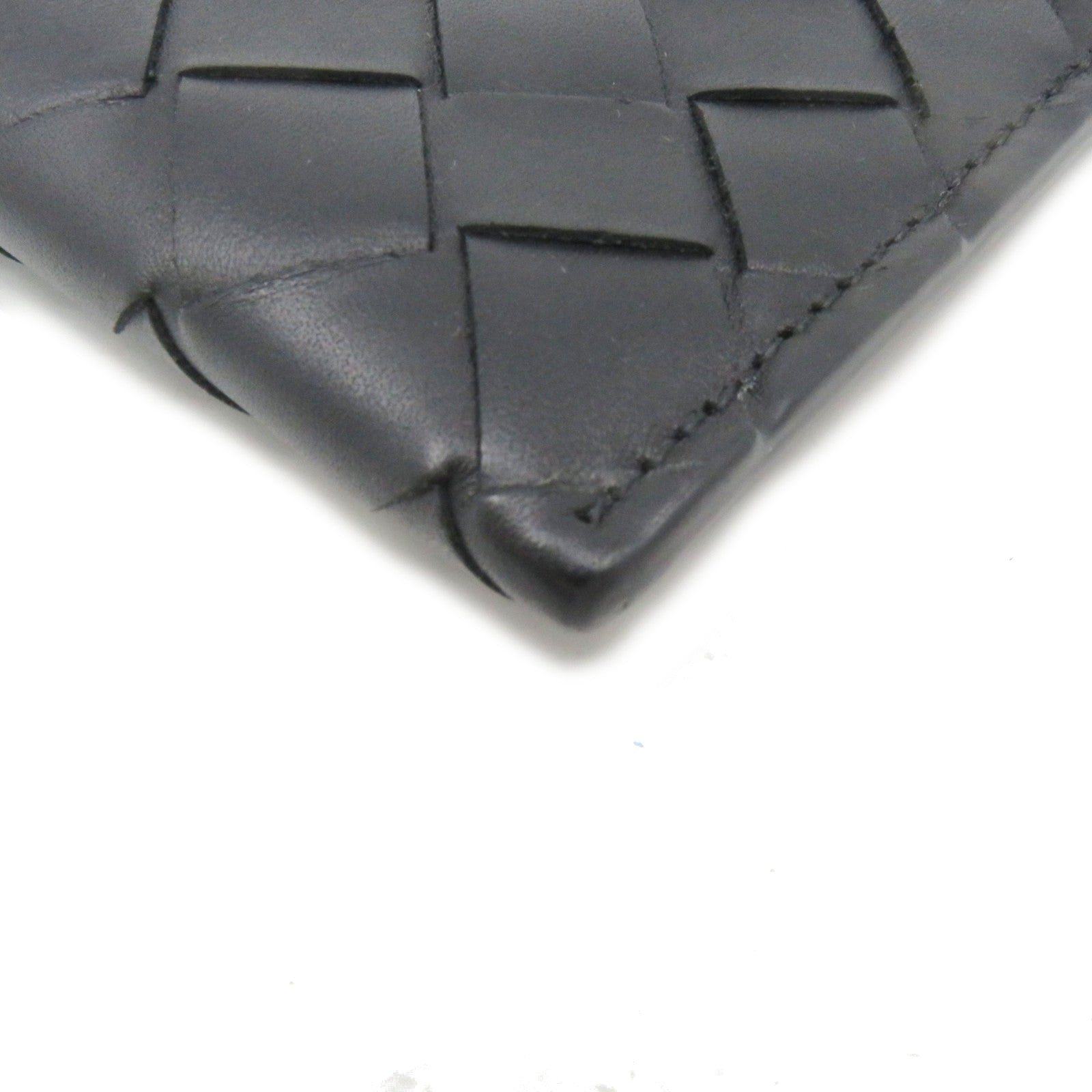 BOTTEGA VENETA 織紋皮革Pouch wallet拉鏈長錢包黑色