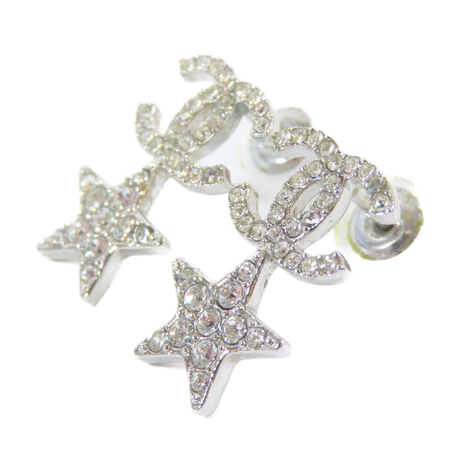 CHANEL 金屬/水晶Earrings耳環銀色