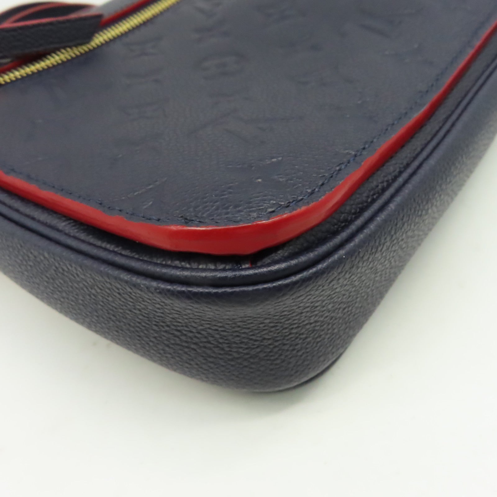 LOUIS VUITTON Monogram Empreinte Pochette Metis金扣手挽肩背兩用袋深藍色