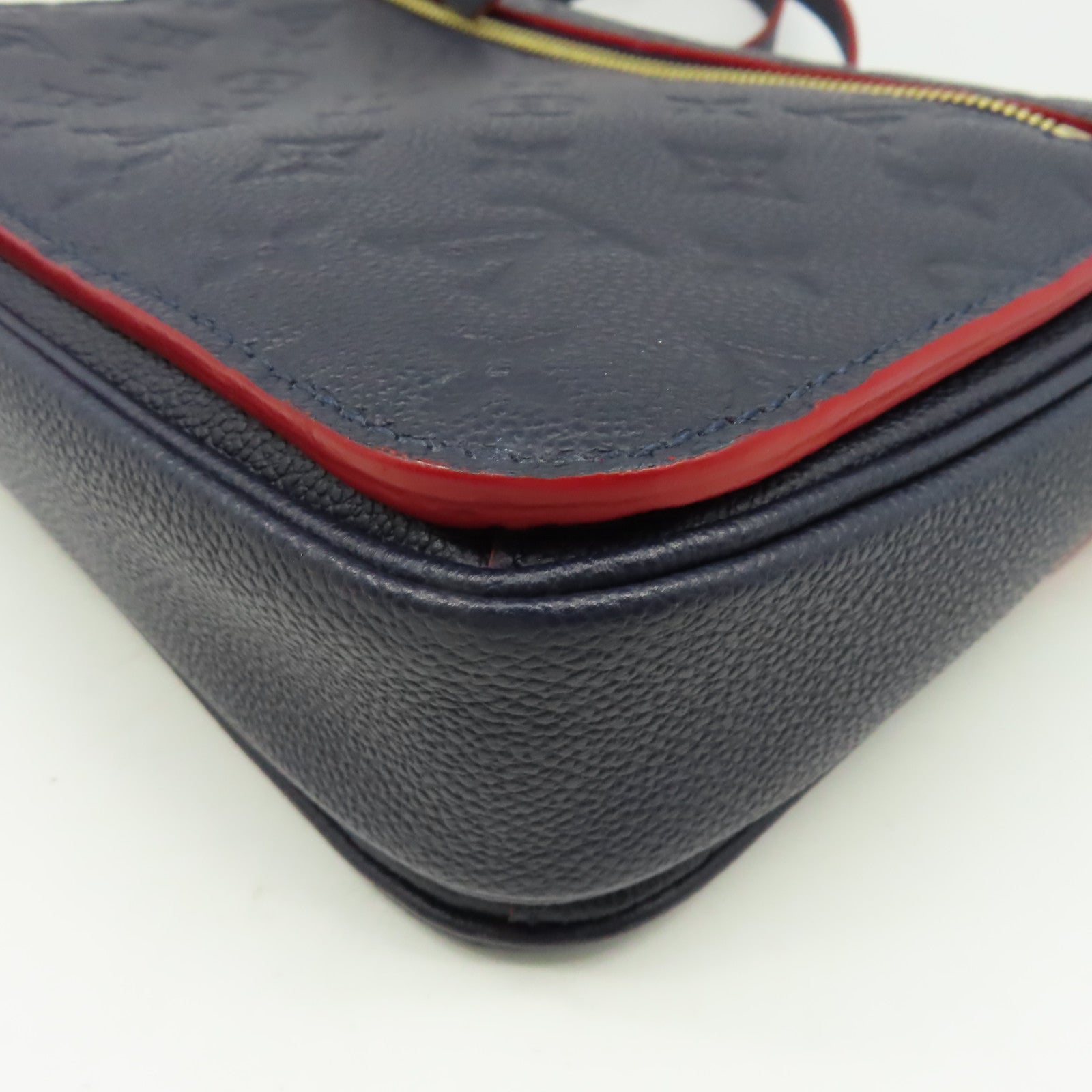 LOUIS VUITTON Monogram Empreinte Pochette Metis金扣手挽肩背兩用袋深藍色