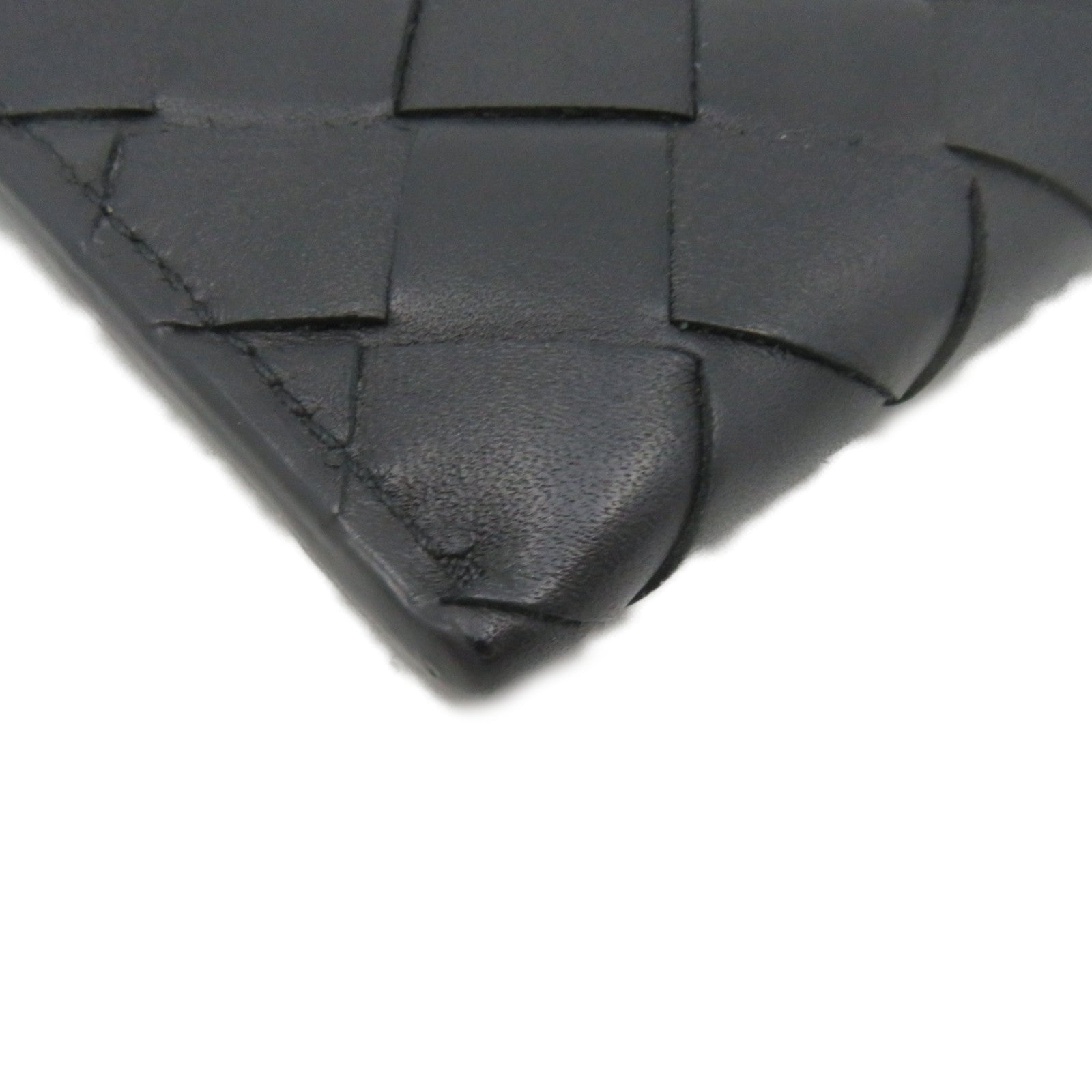 BOTTEGA VENETA 織紋皮革Pouch wallet拉鏈長錢包黑色