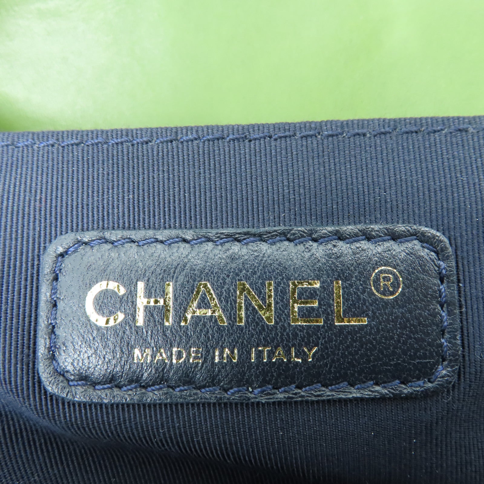 CHANEL tweed Shoulder Bag gold buckle chain shoulder bag green