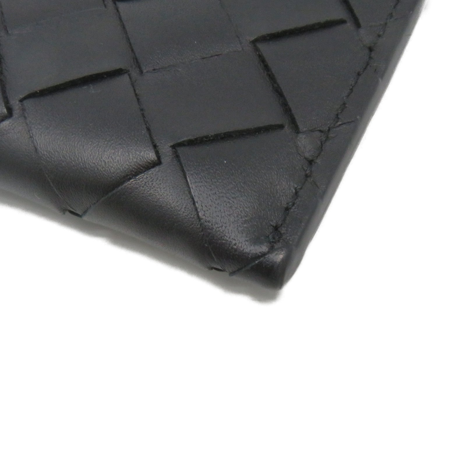 BOTTEGA VENETA 織紋皮革Pouch wallet拉鏈長錢包黑色