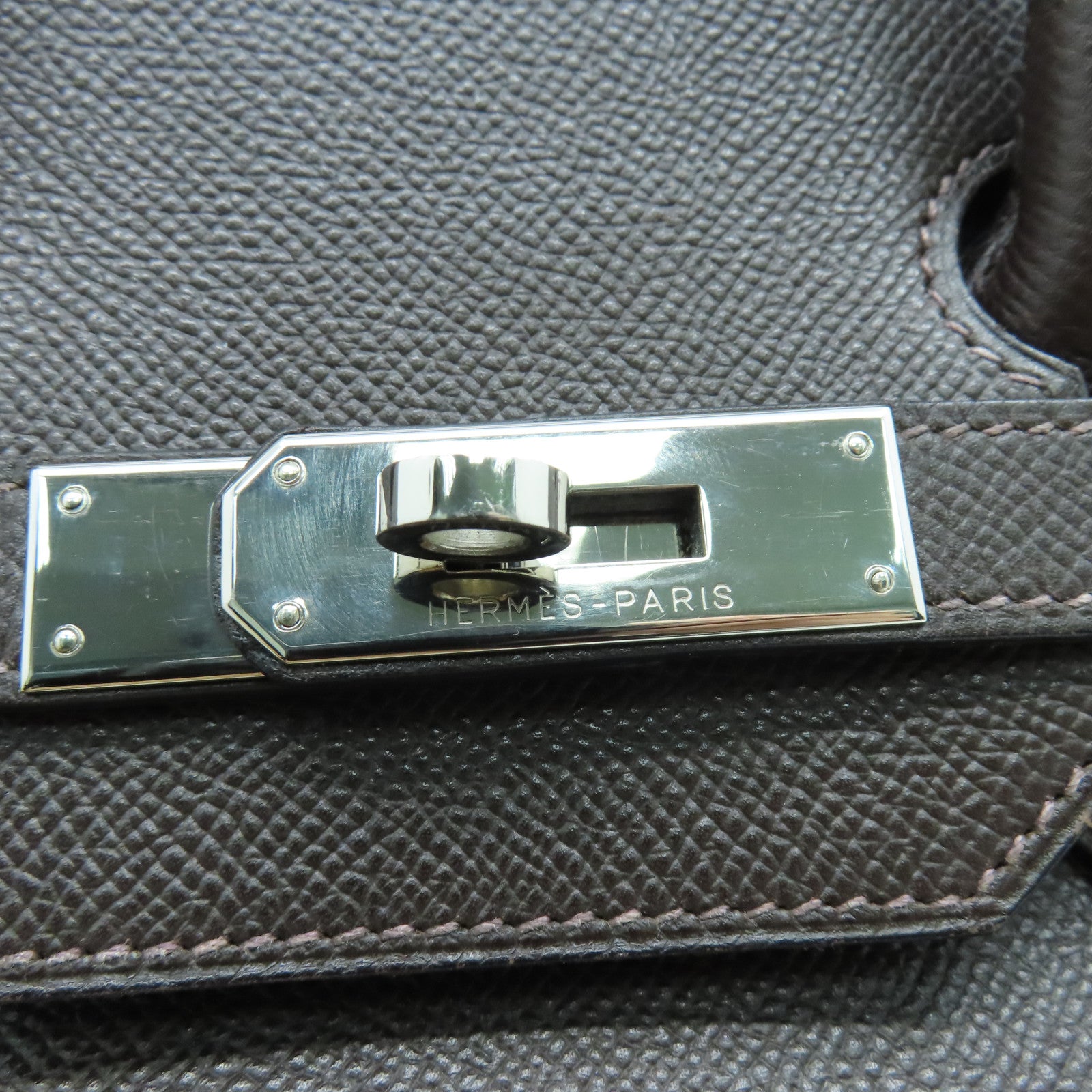 HERMES Epsom皮革Birkin 35银扣手挽袋Chocolat 啡色