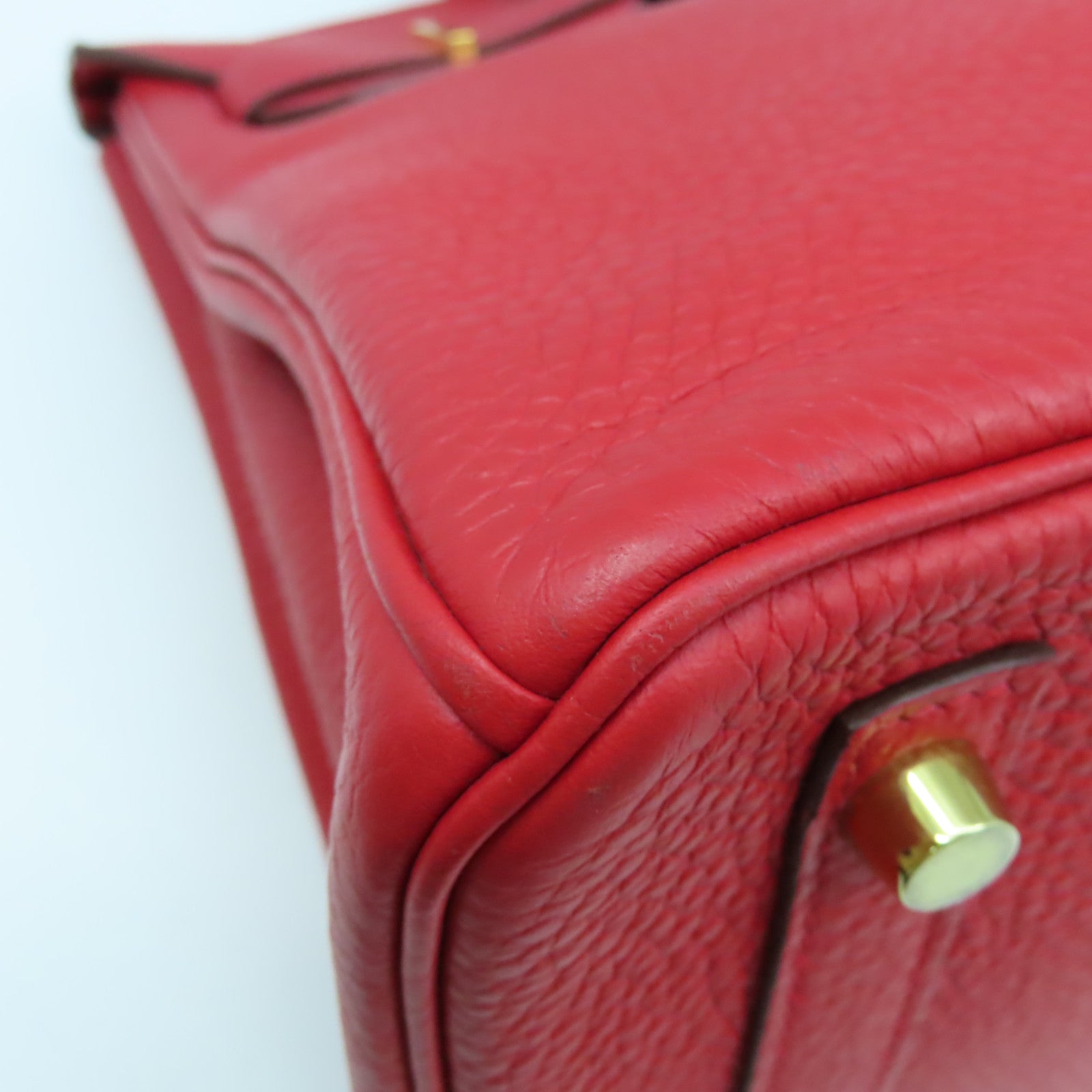 HERMES Togo皮革Birkin 30金扣手挽袋鮮紅色