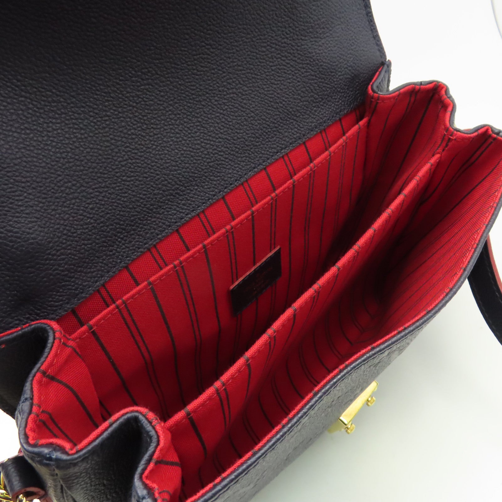 LOUIS VUITTON Monogram Empreinte Pochette Metis金扣手挽肩背兩用袋深藍色